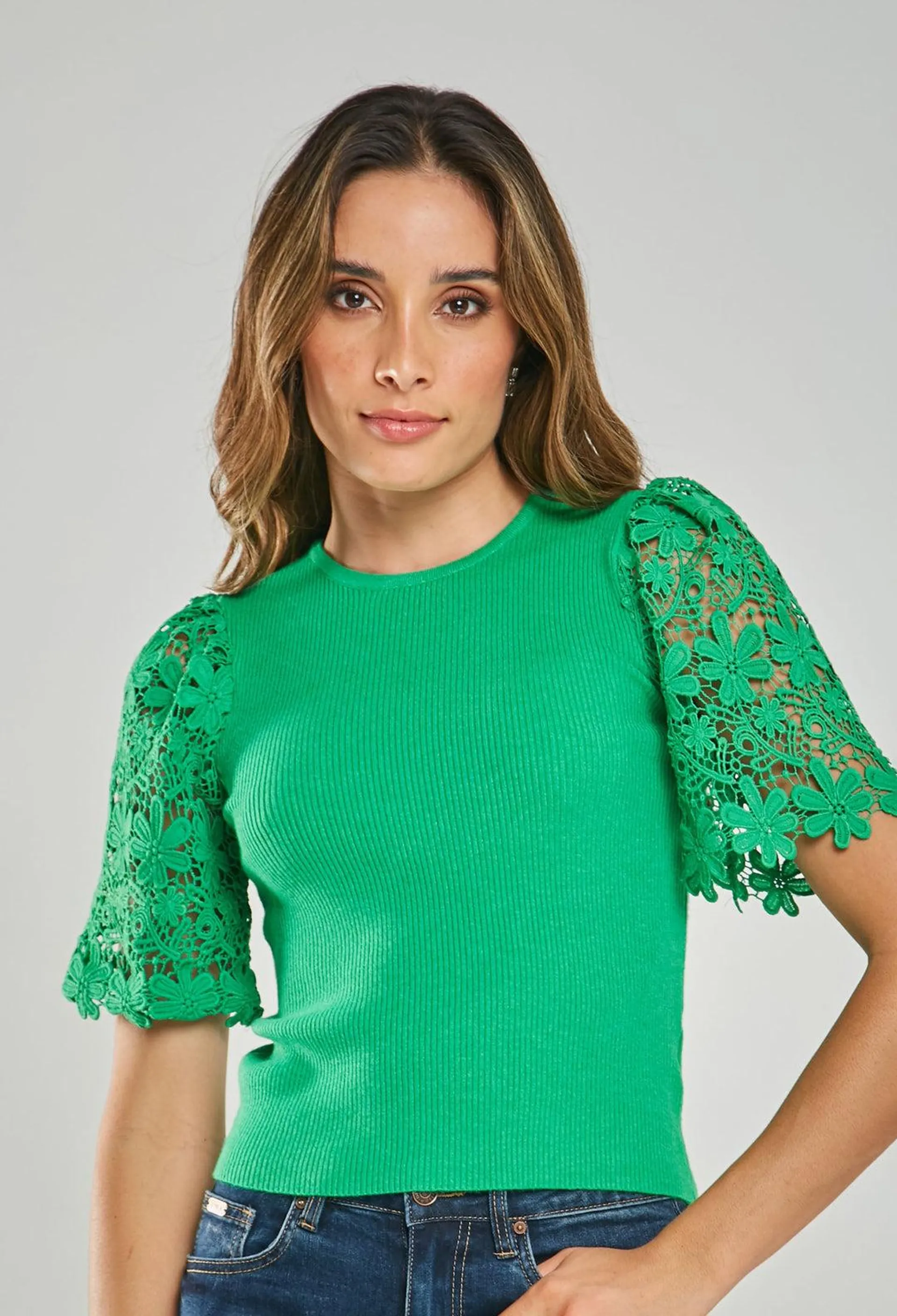 Blusa Manga Flores Mujer - SALE