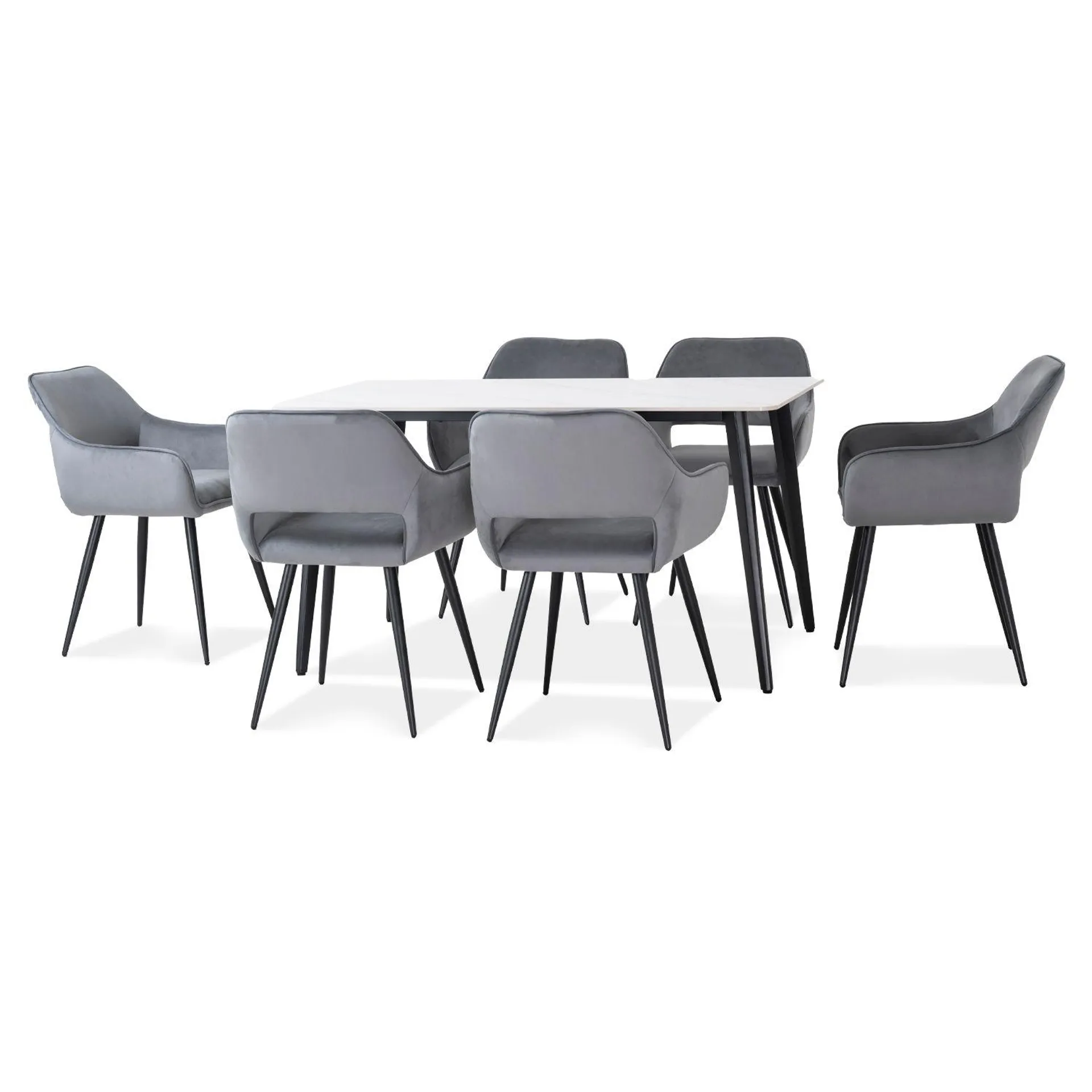 Comedor 6 Puestos Tiziano Suede Plomo