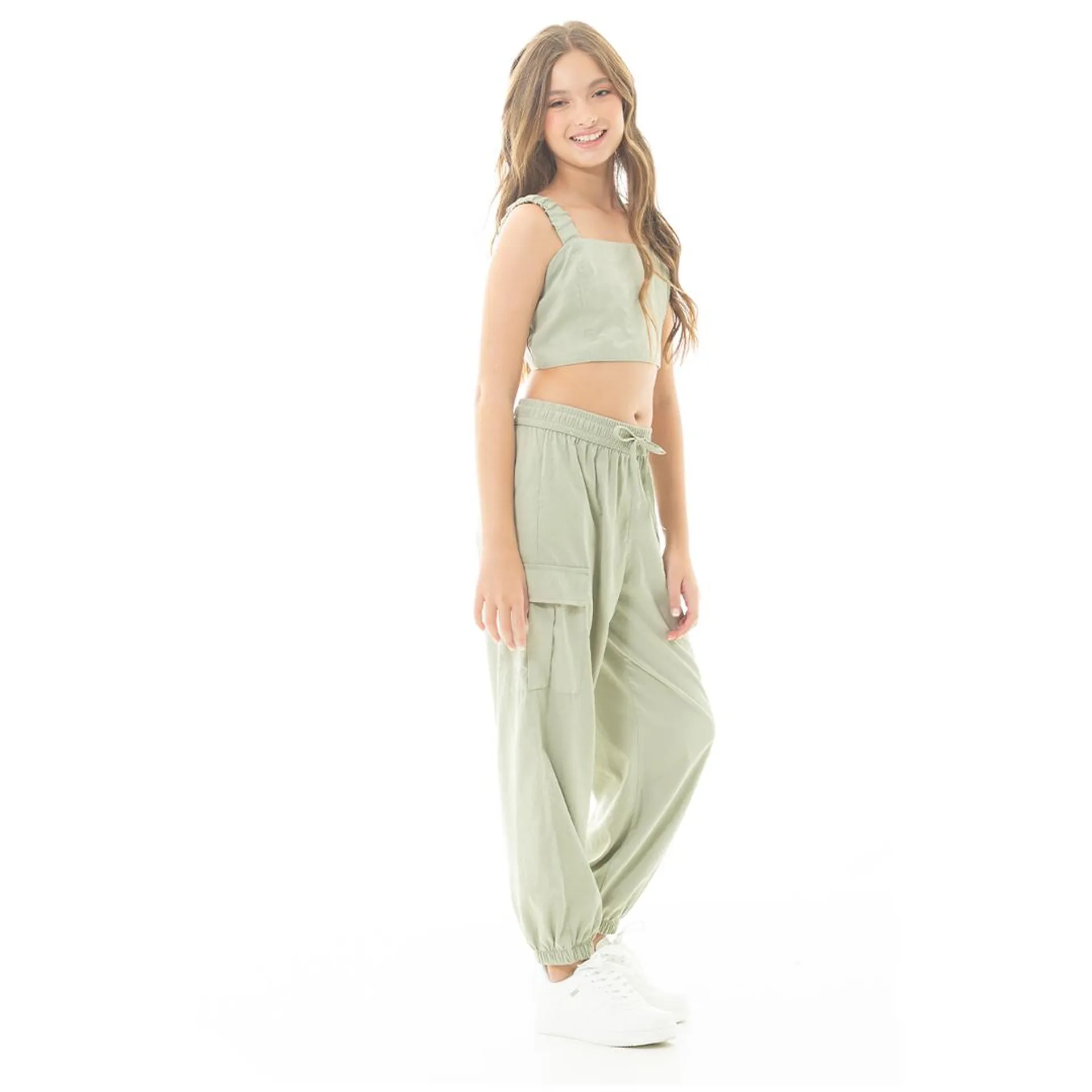 CROP TOP AND CARGO PANTS SET FOR GIRLS