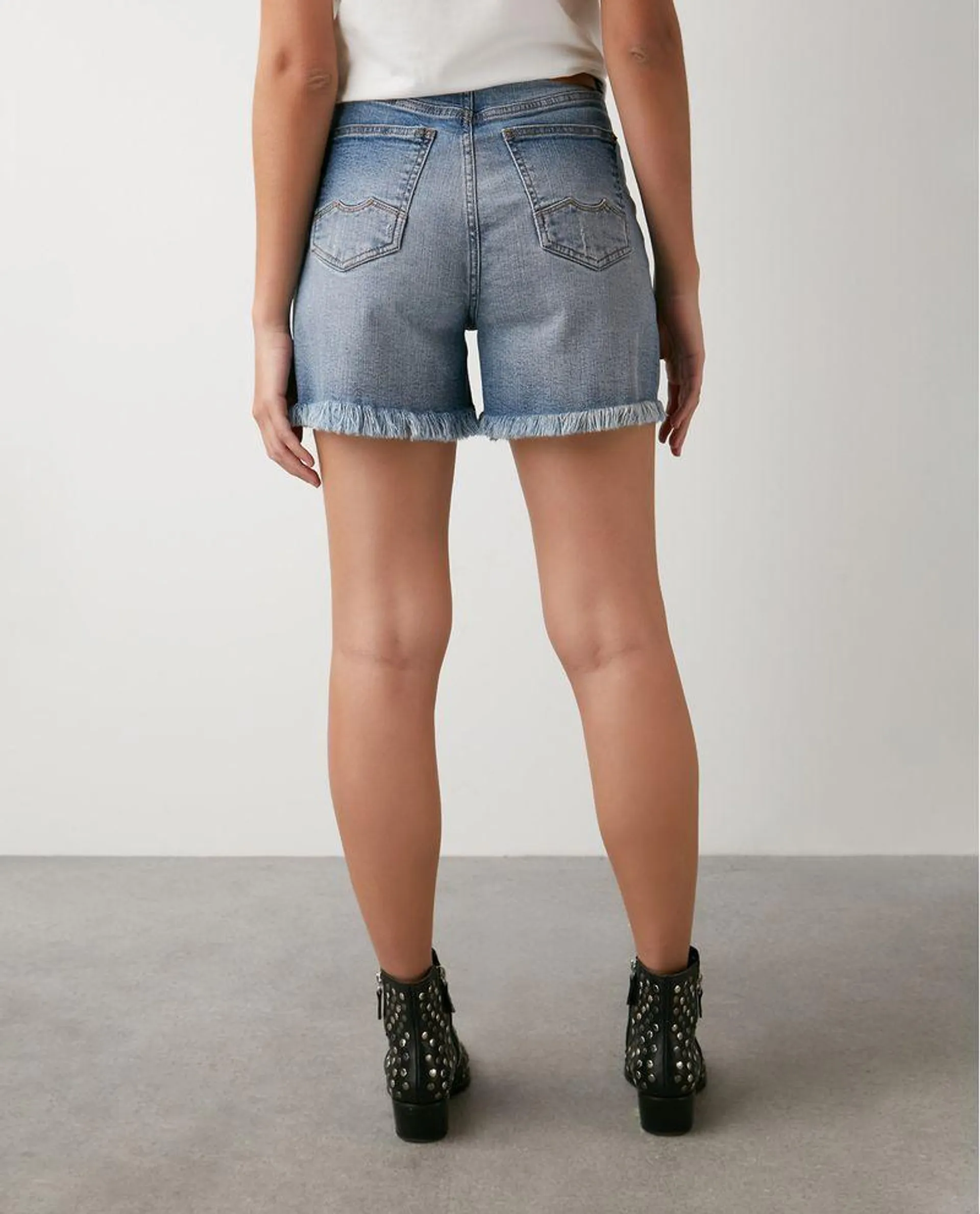 Short de Mujer en Denim, High Rise - Azul Medio Vintage