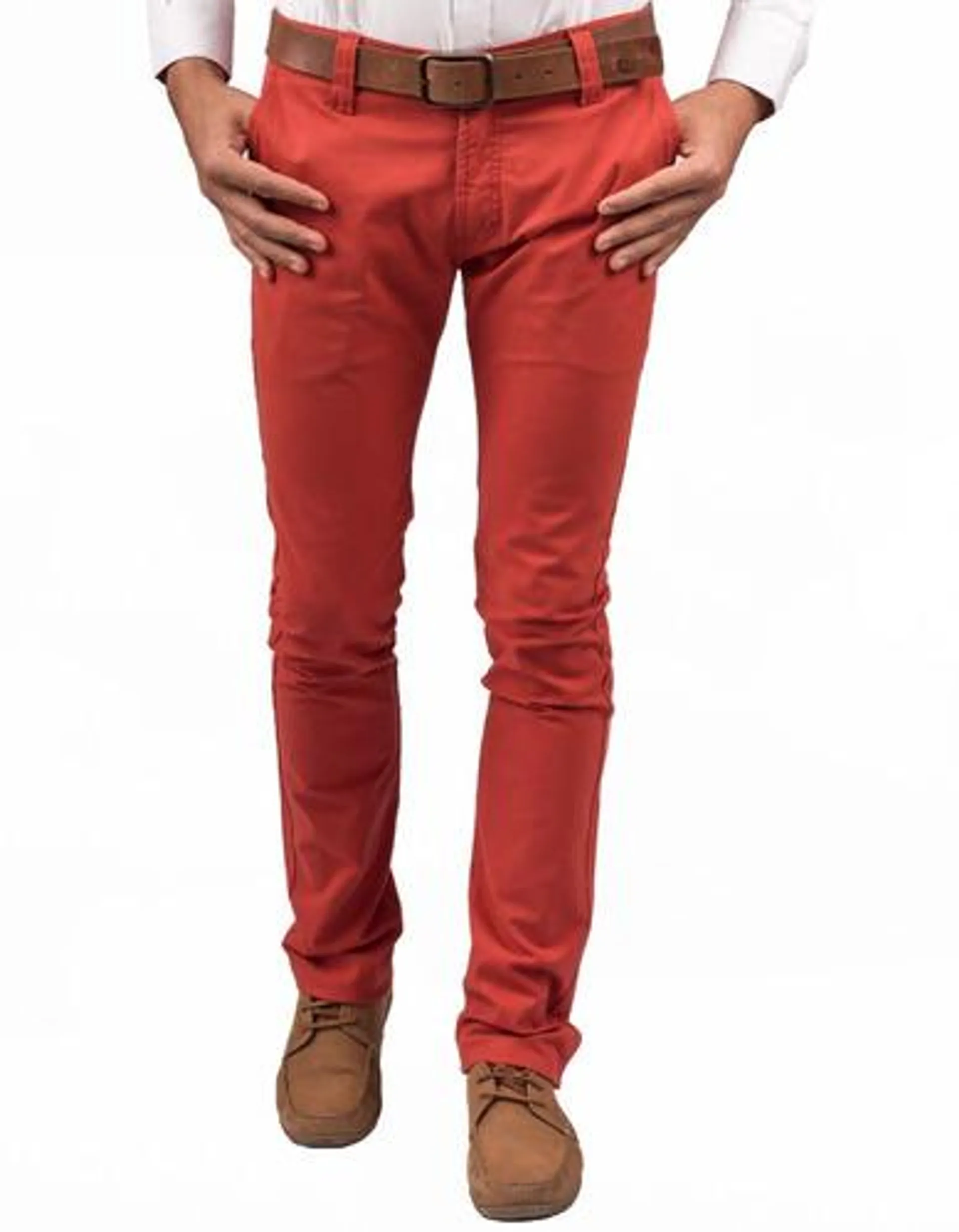 Pantalón Informal Stretch Color Rojo Salmón