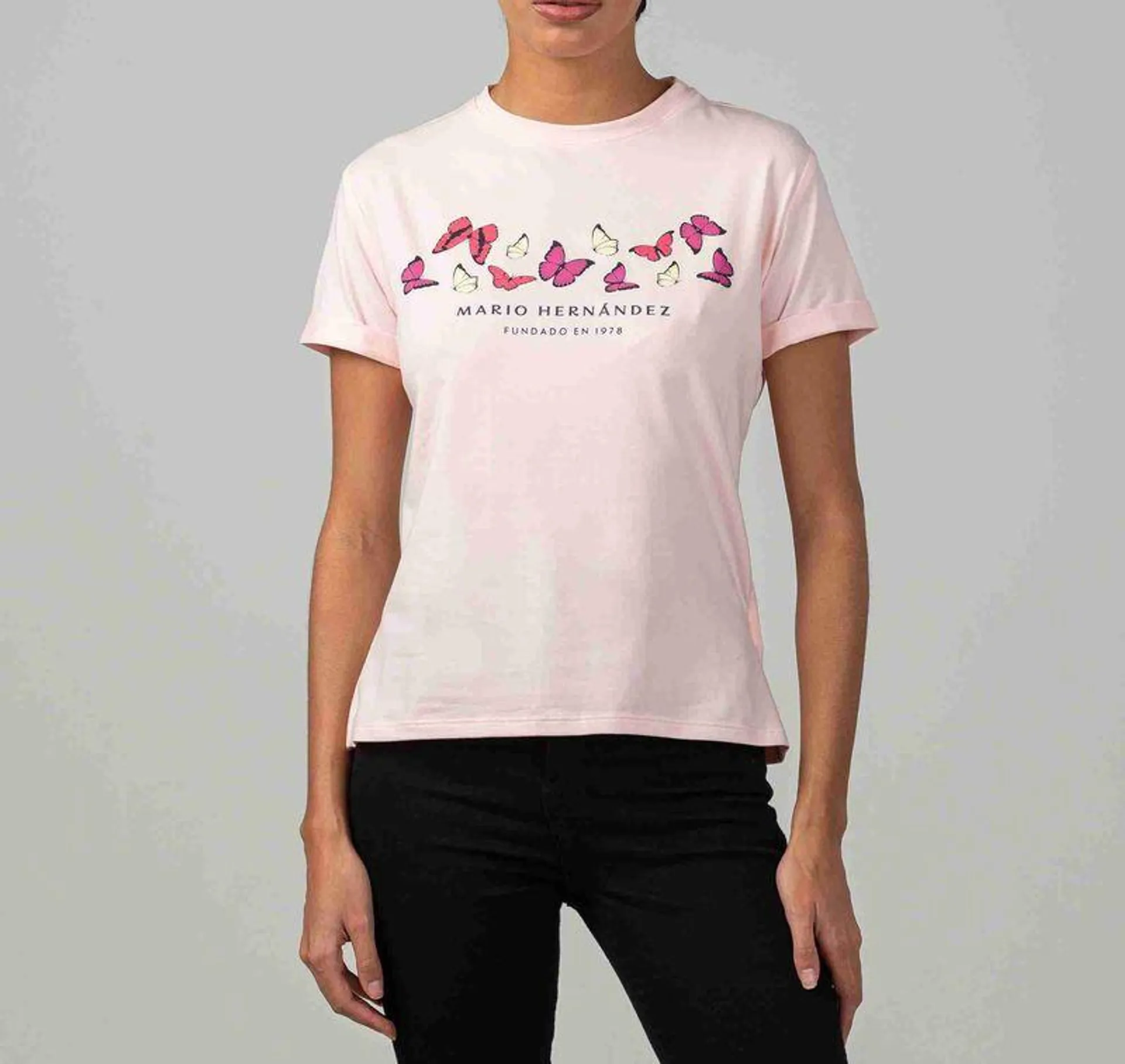 Camiseta mariposas primavera rosado Tierra Arriba