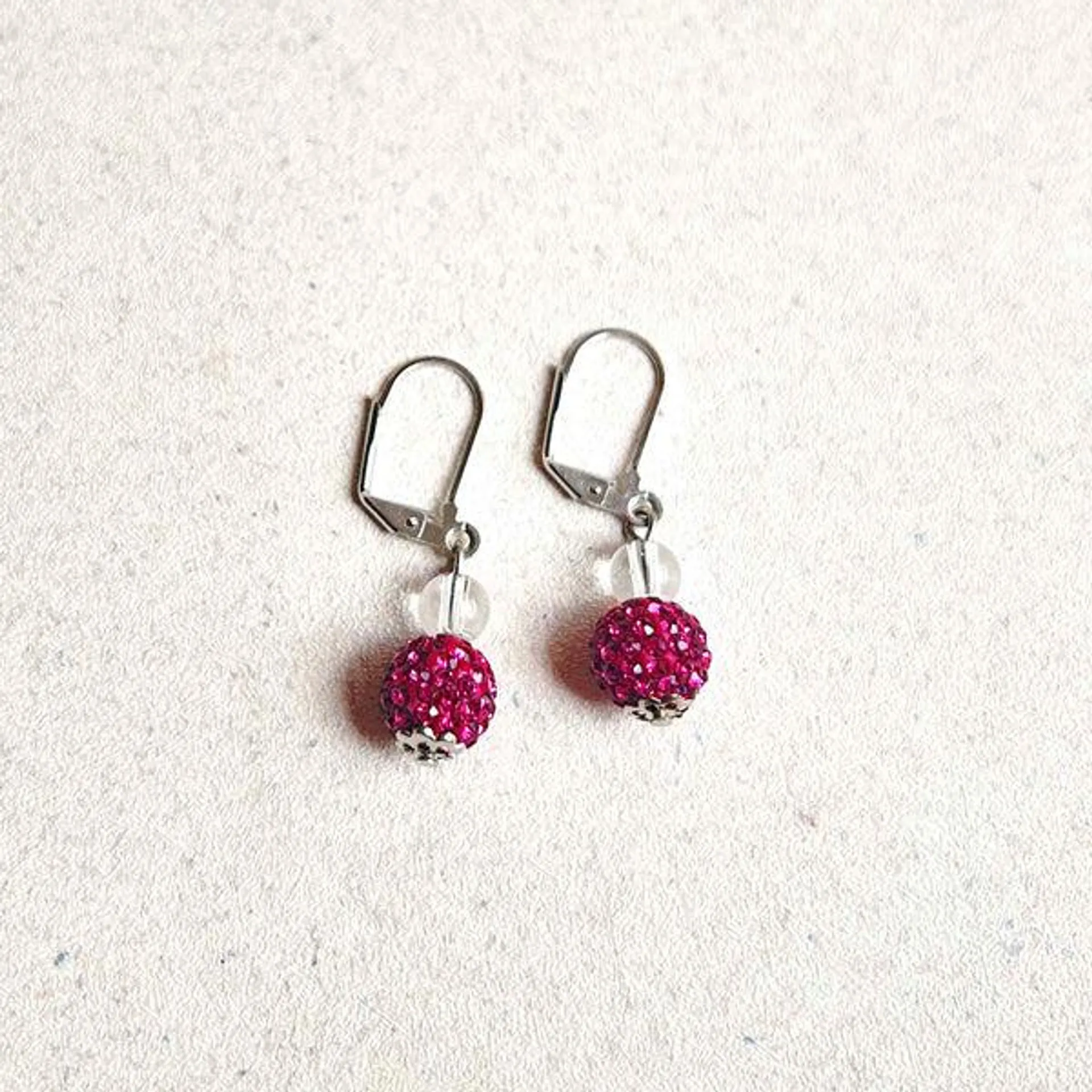 Aretes bola cristales uva