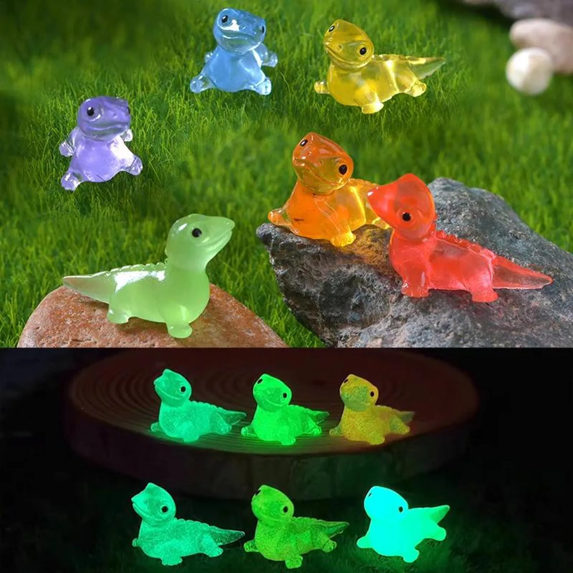 10PCS Mini Lizards Glow At Dark Lizard Vivarium DIY Accessories Mimiature Figurines Fairy Garden Decoration Kawaii Animals