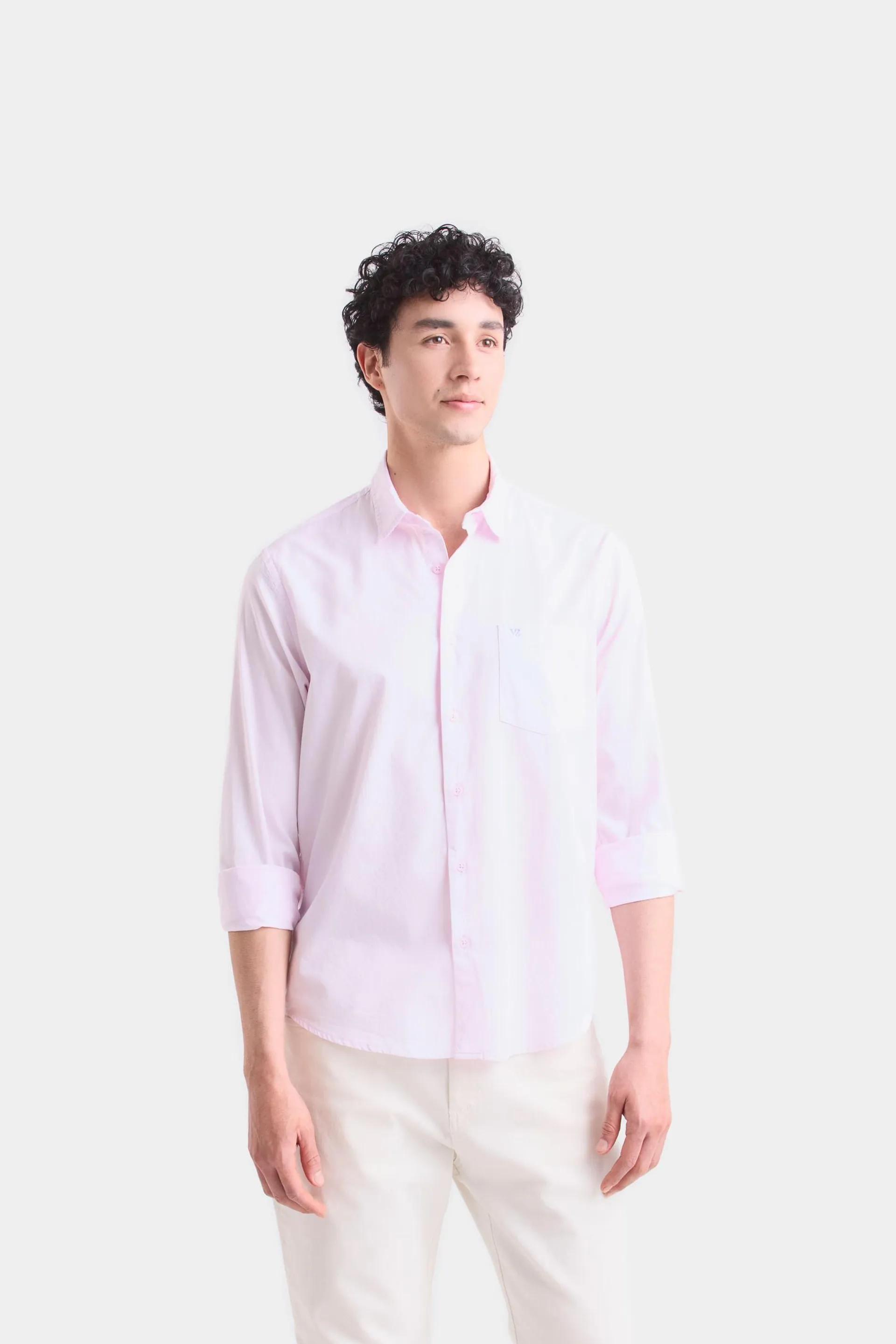 Camisa manga larga popelina para hombre cuello camisero clásico