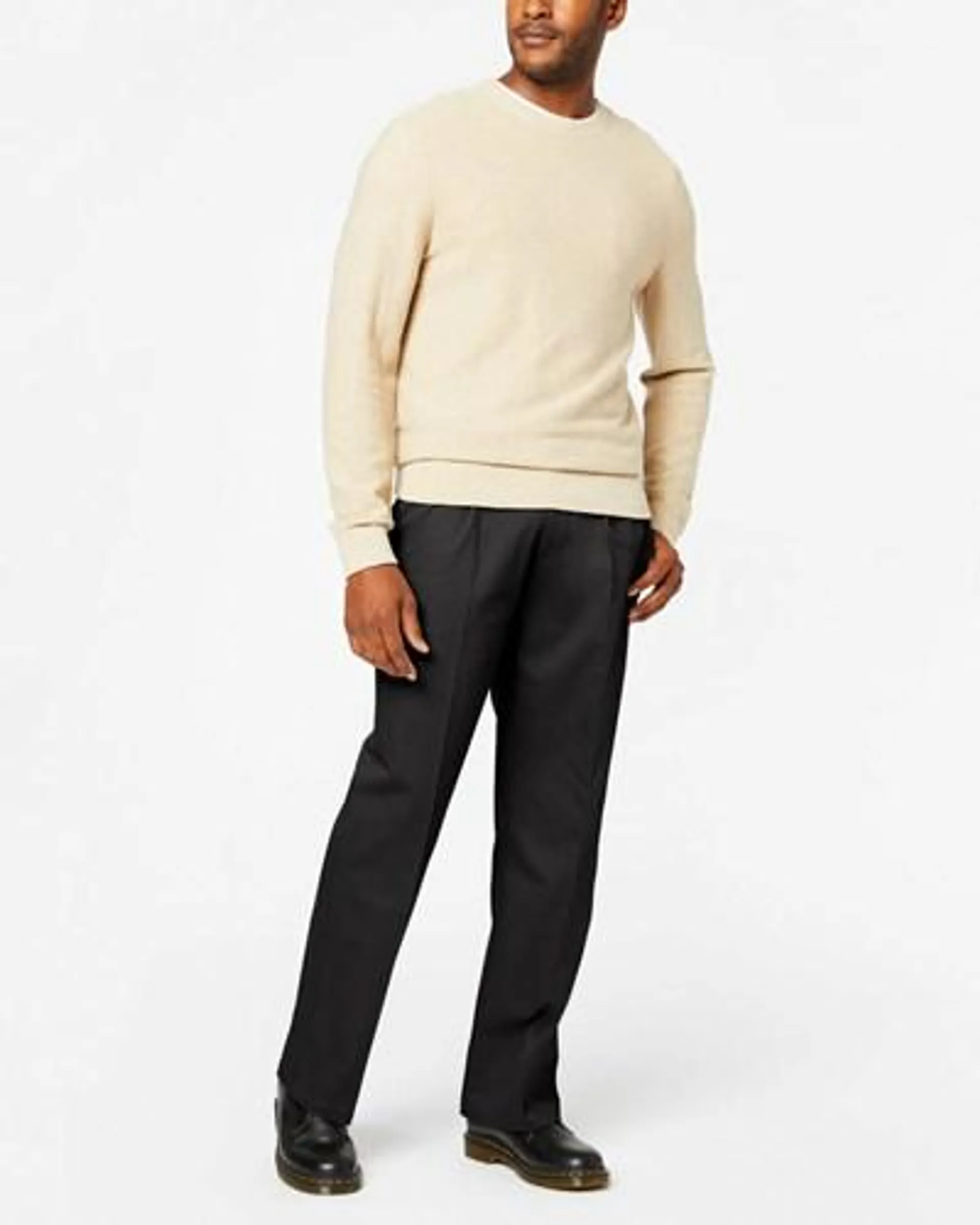 Pantalones Dockers Signature Khakis,Plisado,Relaxed Fit Hombre Negras | SPQZO6874