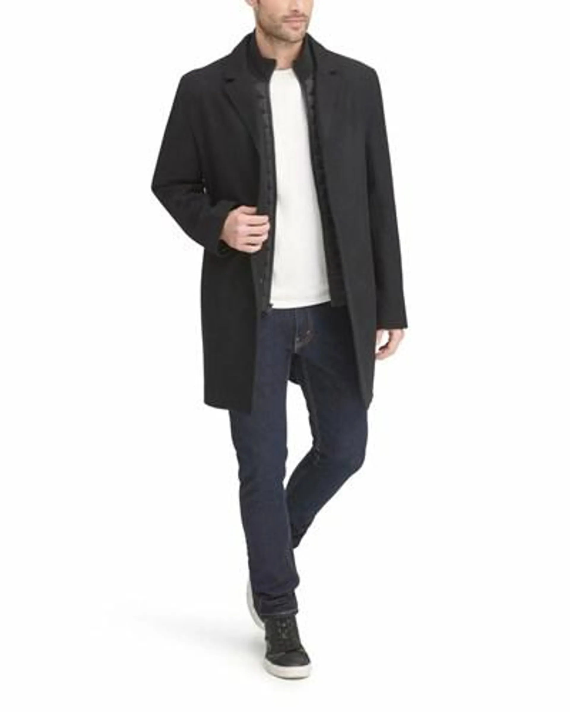 Chaquetas Dockers Lana Blend Top Coat with Bib Hombre Negras | IVEGY1357