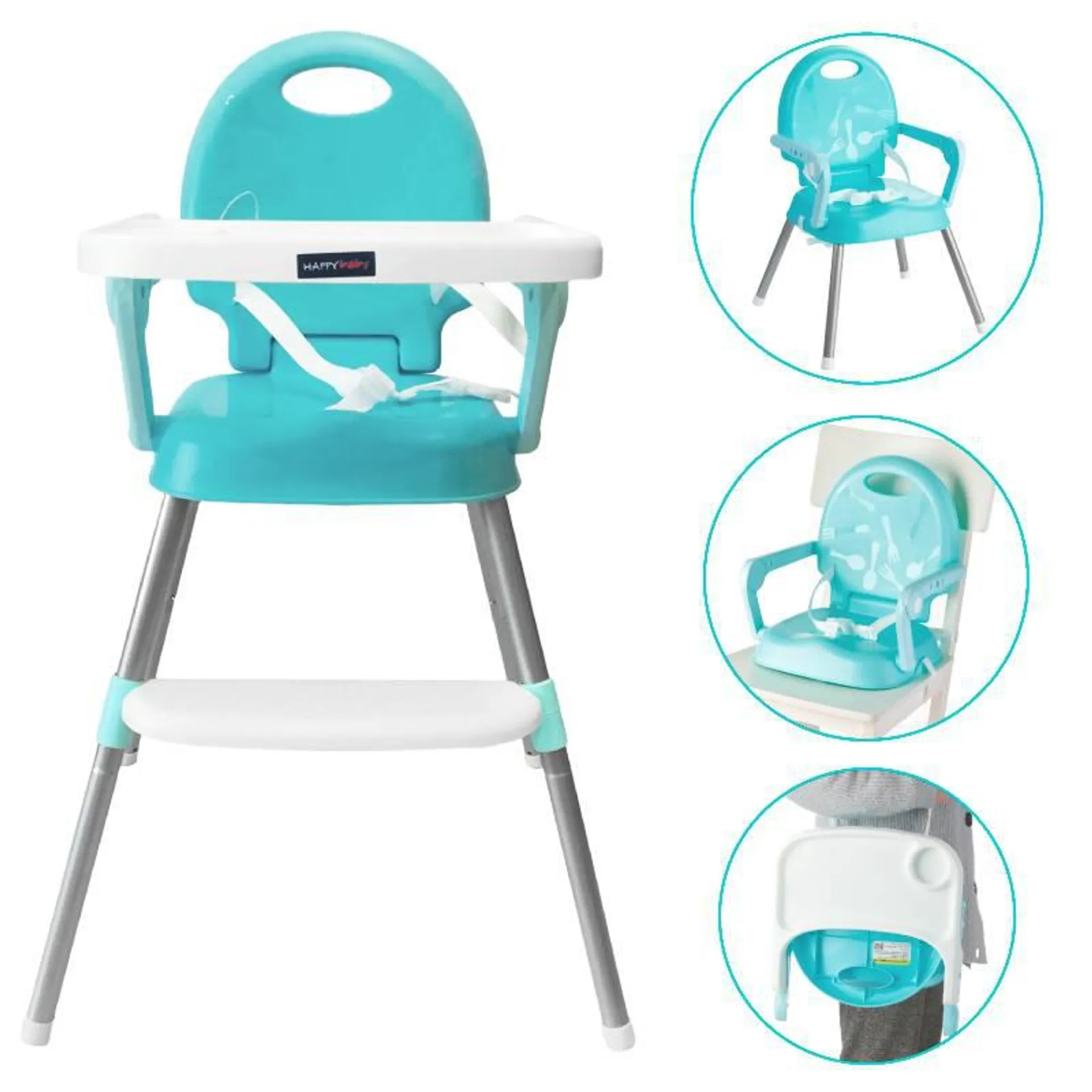 Silla comedor bebe 3en1 Happy Baby CP7000 Azul