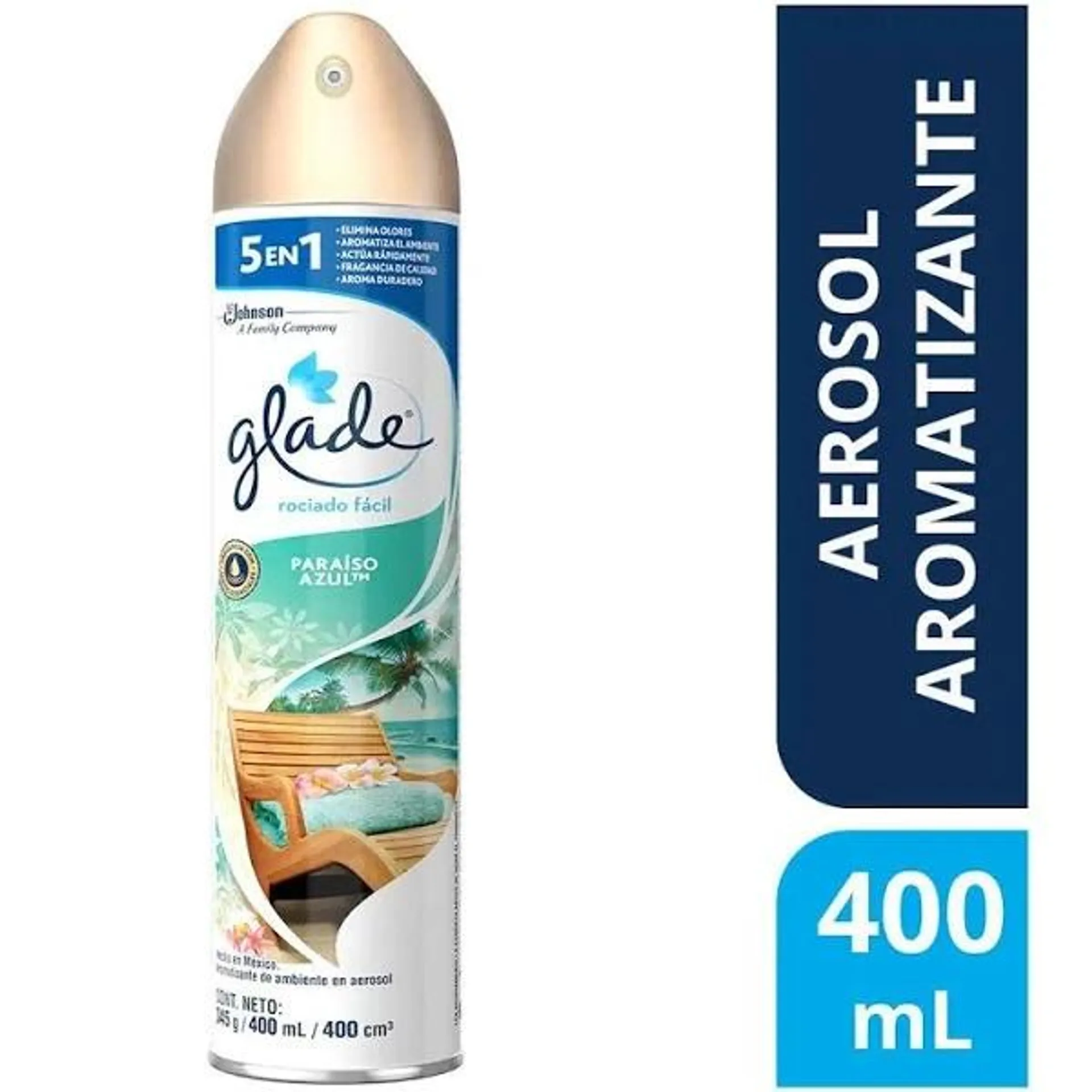 Ambientador Glade Aerosol Paraiso Azul Frasco por 400 ML