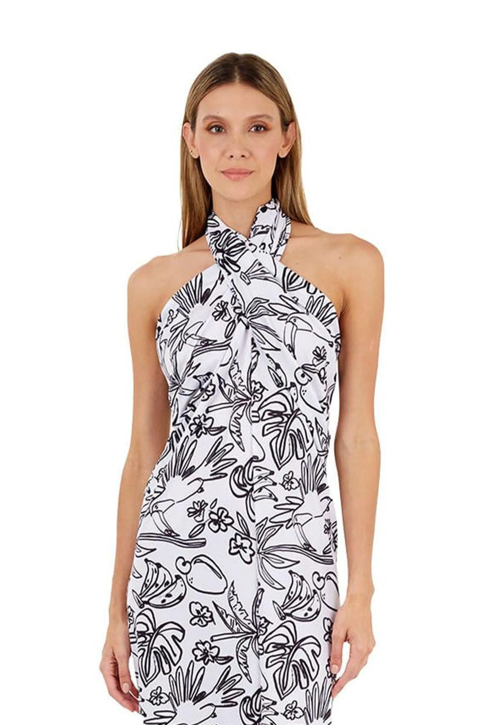 Vestido Largo Estampado Marfil para mujer Tropico