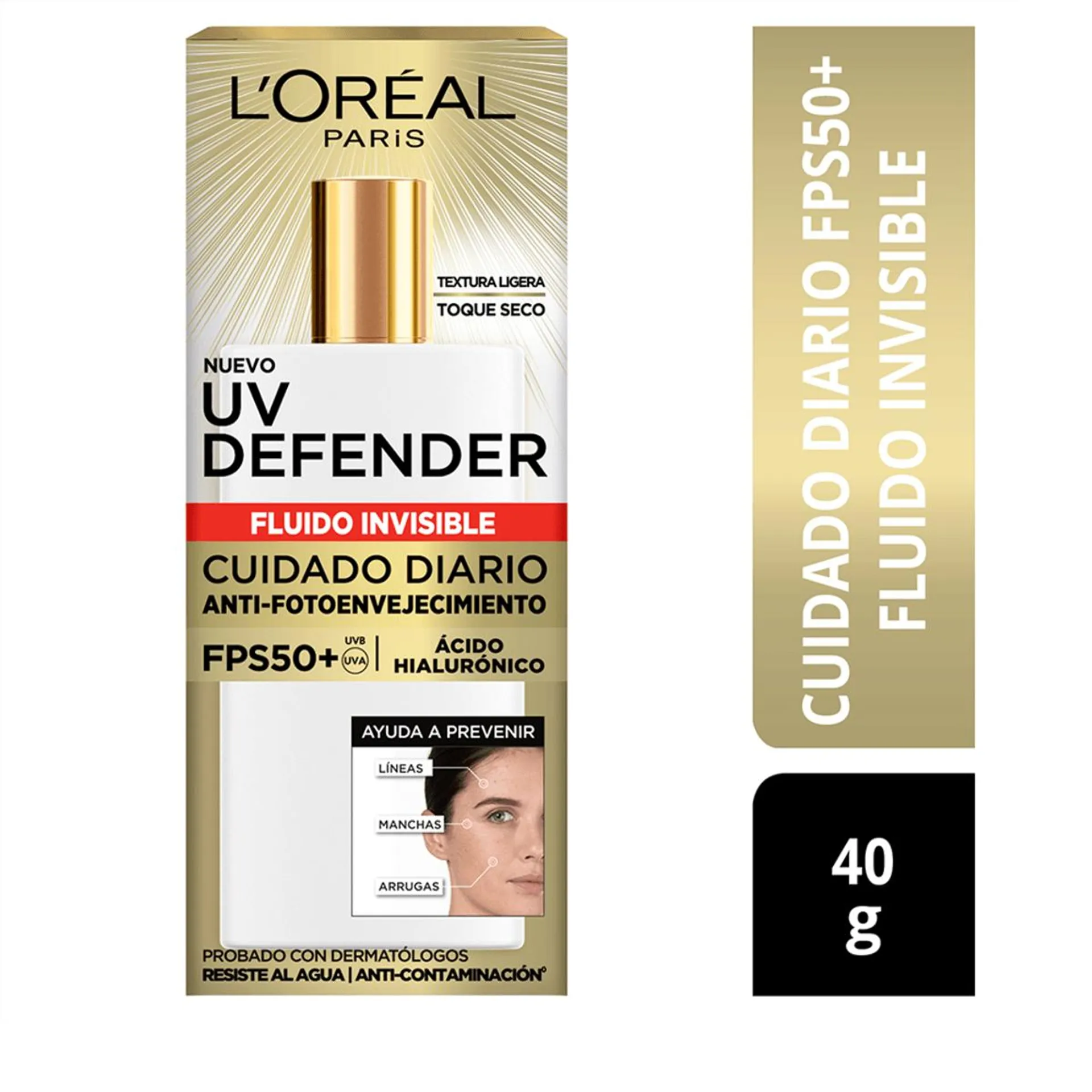 Protector Solar L'Oréal París UV Defender Fluido Invisible FPS50 X 40ml