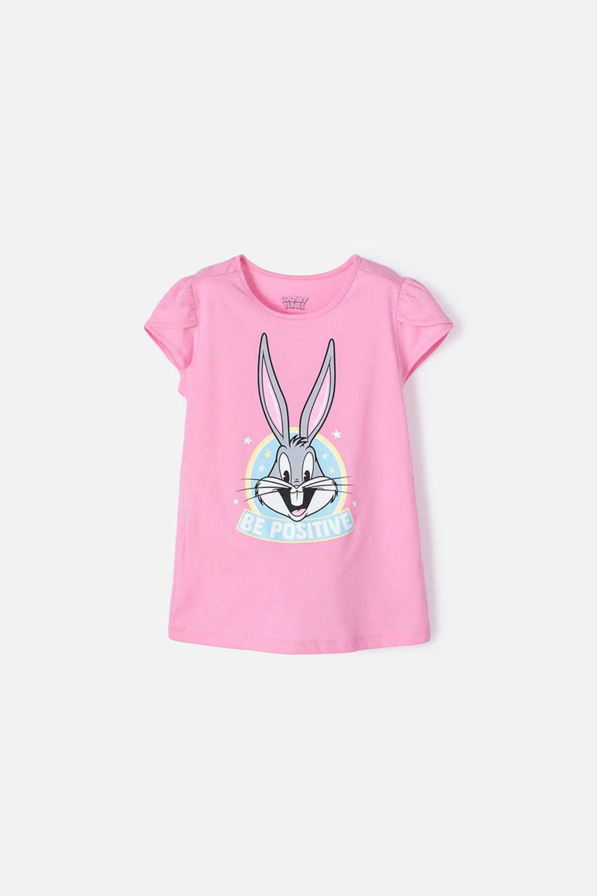 Camiseta de Looney Tunes manga corta rosada para niña