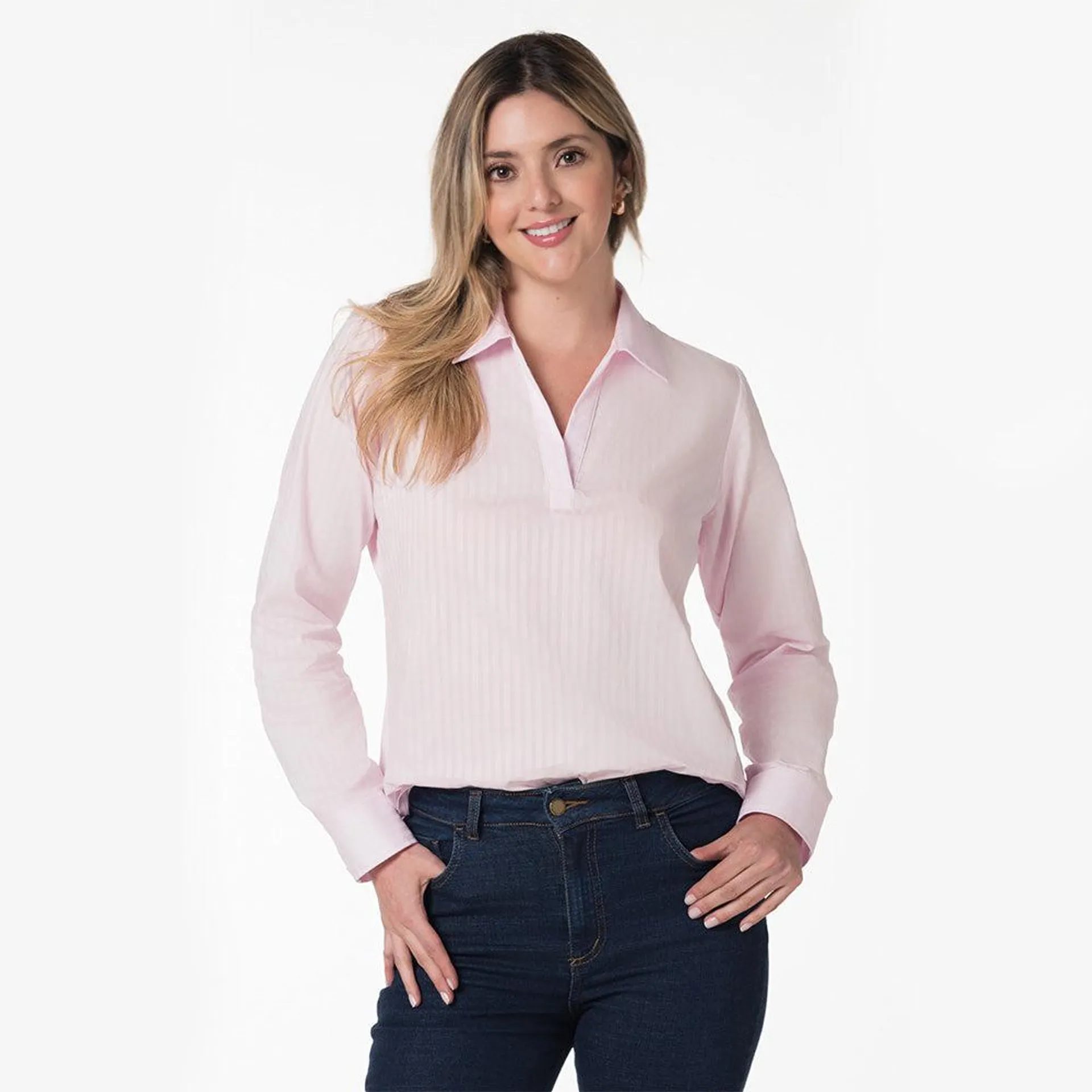 Blusa con cuello en v para mujer Lec Lee - Rosado