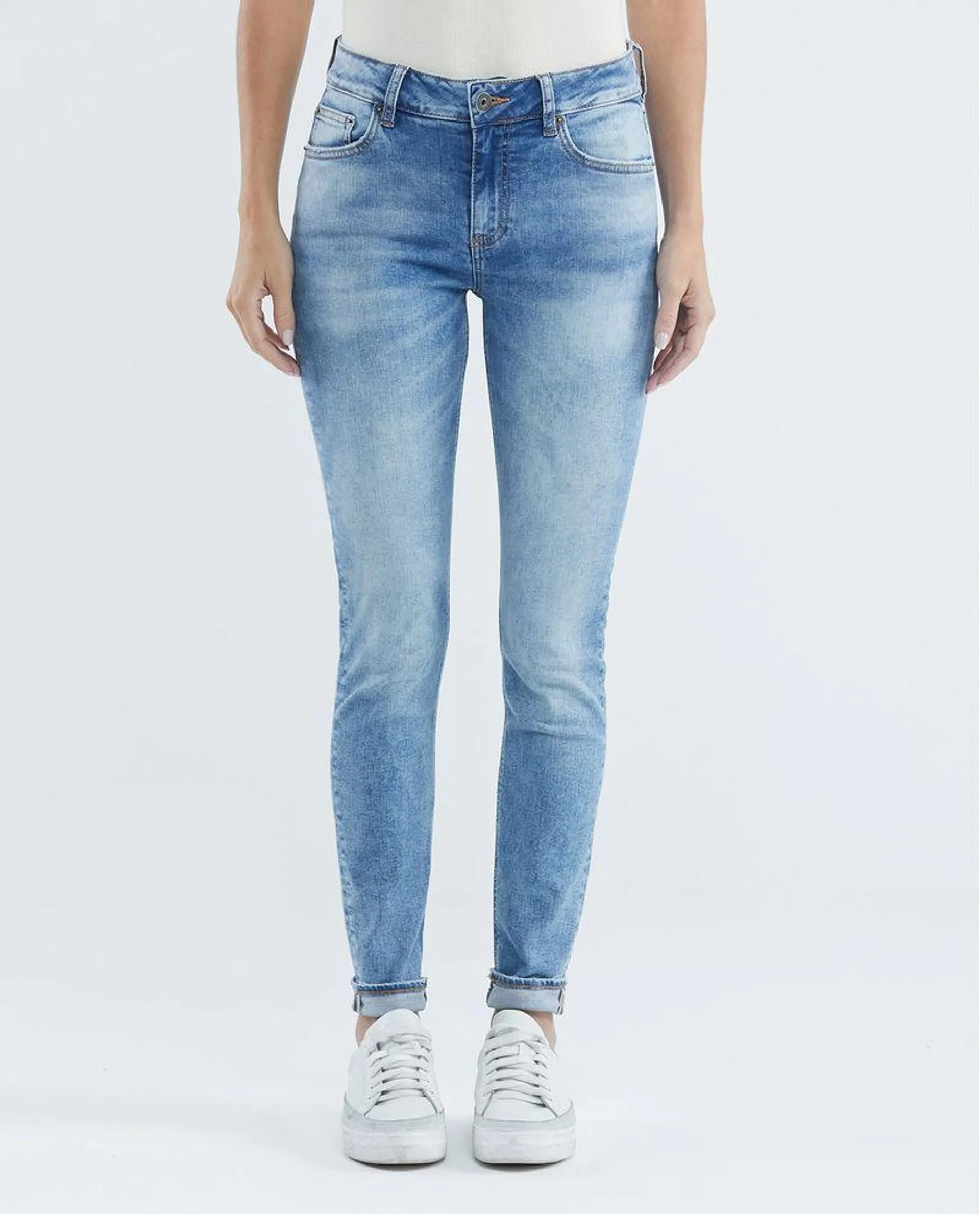 Jean de Mujer High Rise, Cosmo, Bota Skinny - Azul Claro Vintage