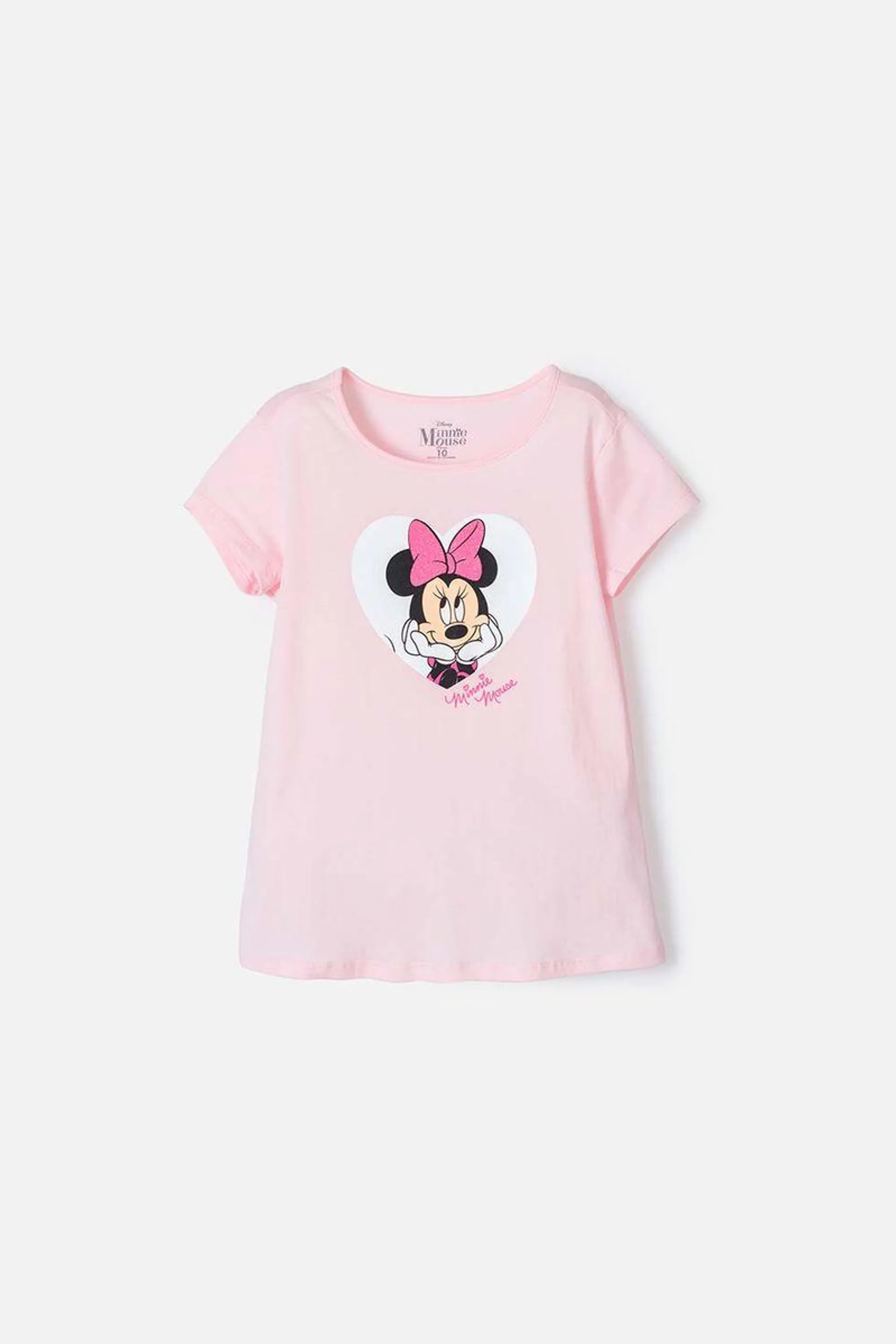 Camiseta de niña, manga corta rosada de Minnie Mouse ©Disney