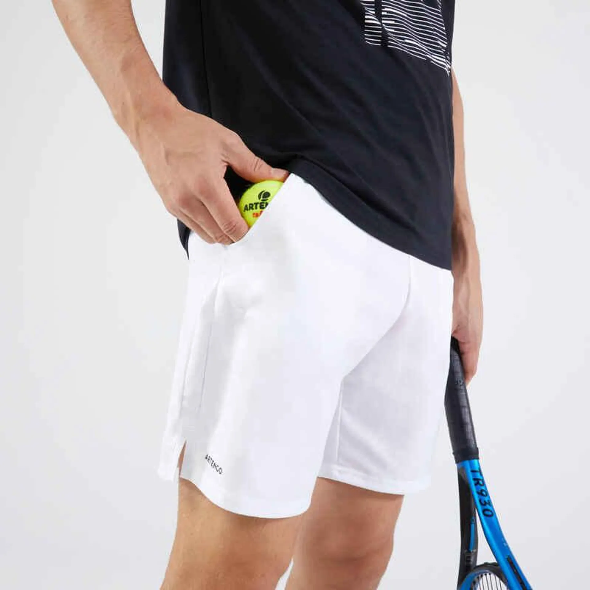 Pantaloneta corta para jugar tenis de Hombre -Artengo Tsh500 blanco