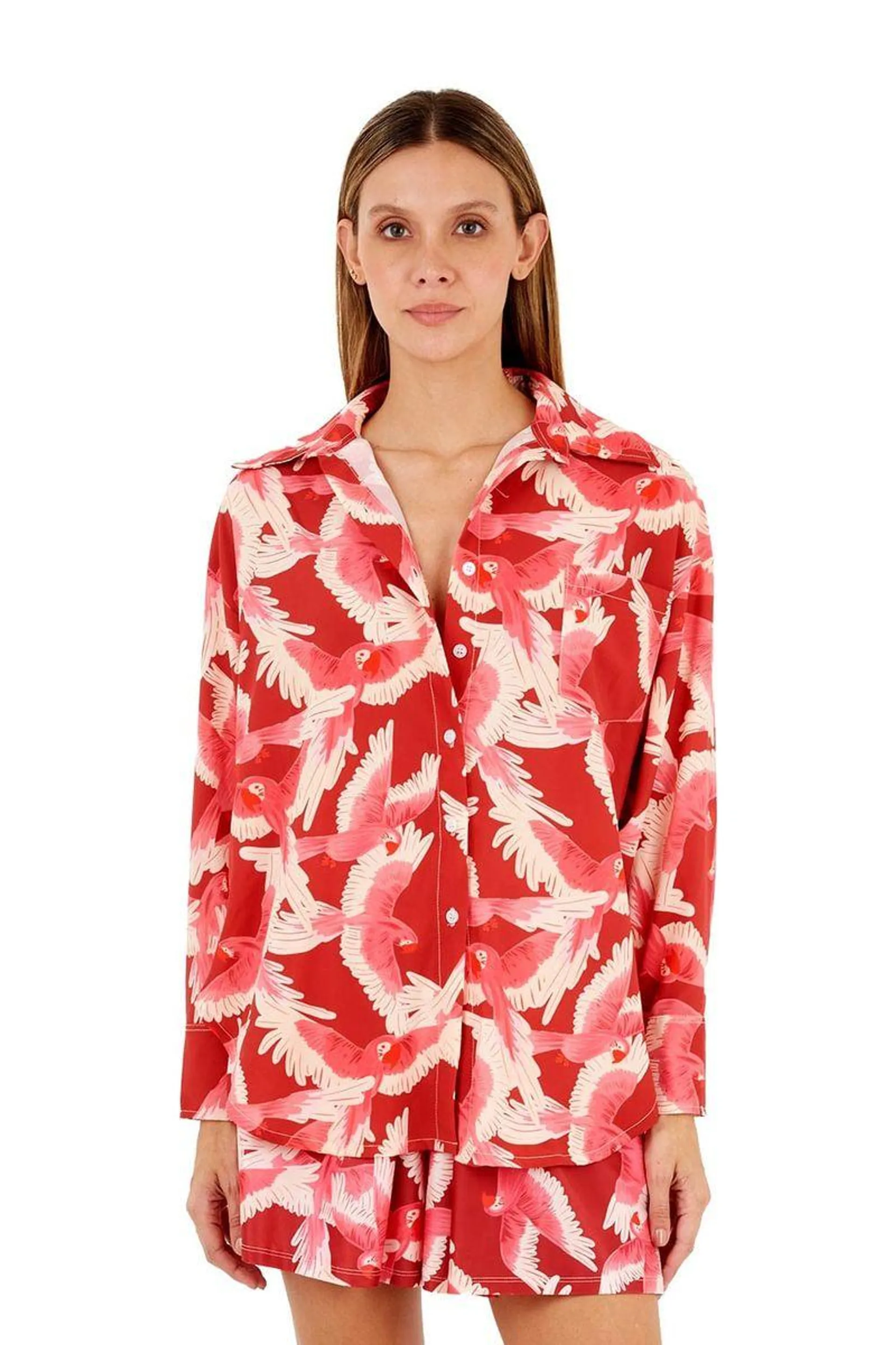 Camisa Manga Larga Estampado Rojo para mujer Florence