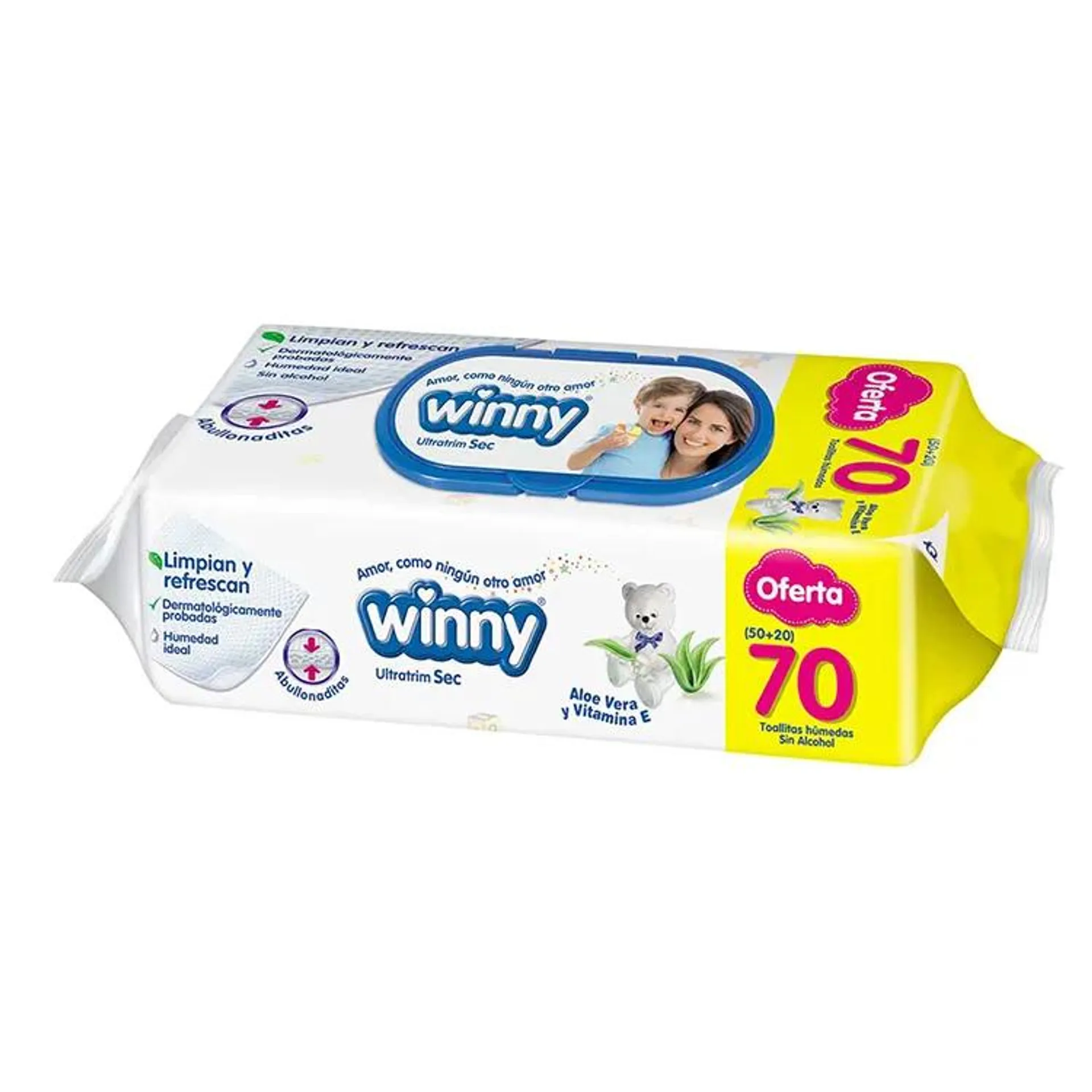 TOALLITAS WINNY ALOE VERA 50+20 PRECIO ESPECIAL PAQX70