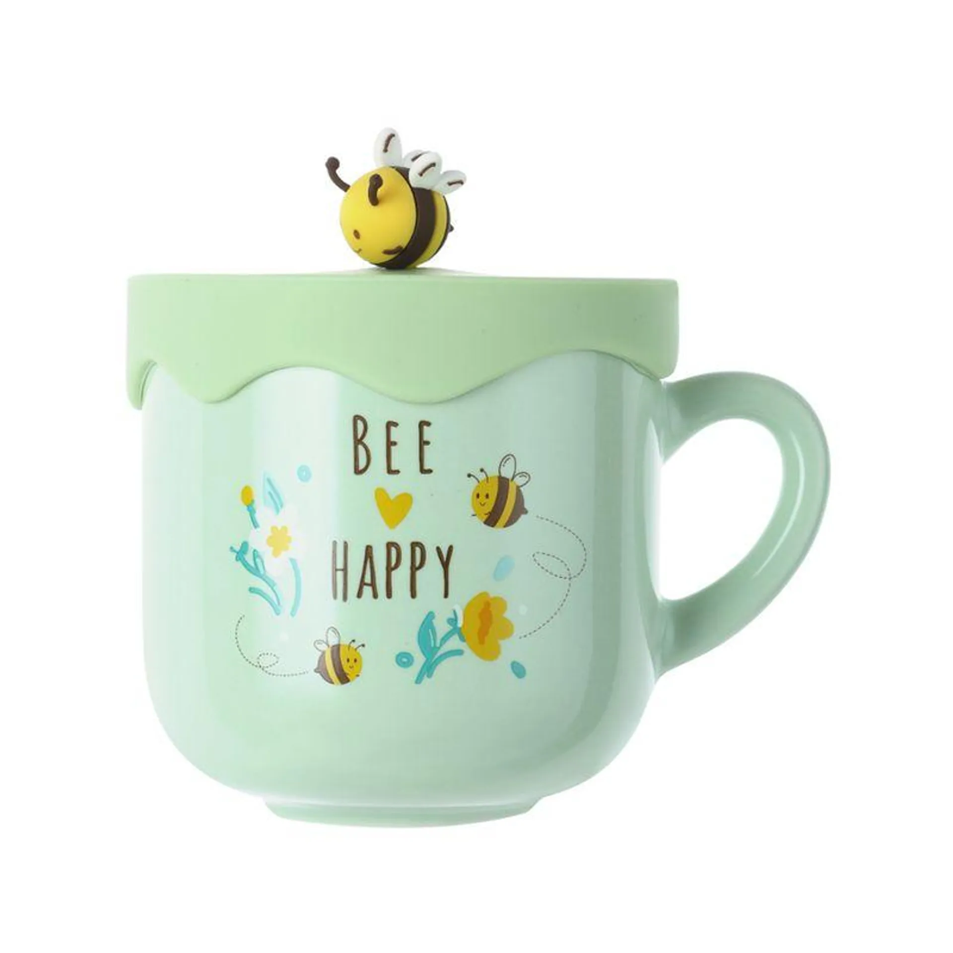 Taza de Ceramica con Cobertura Abejita Verde