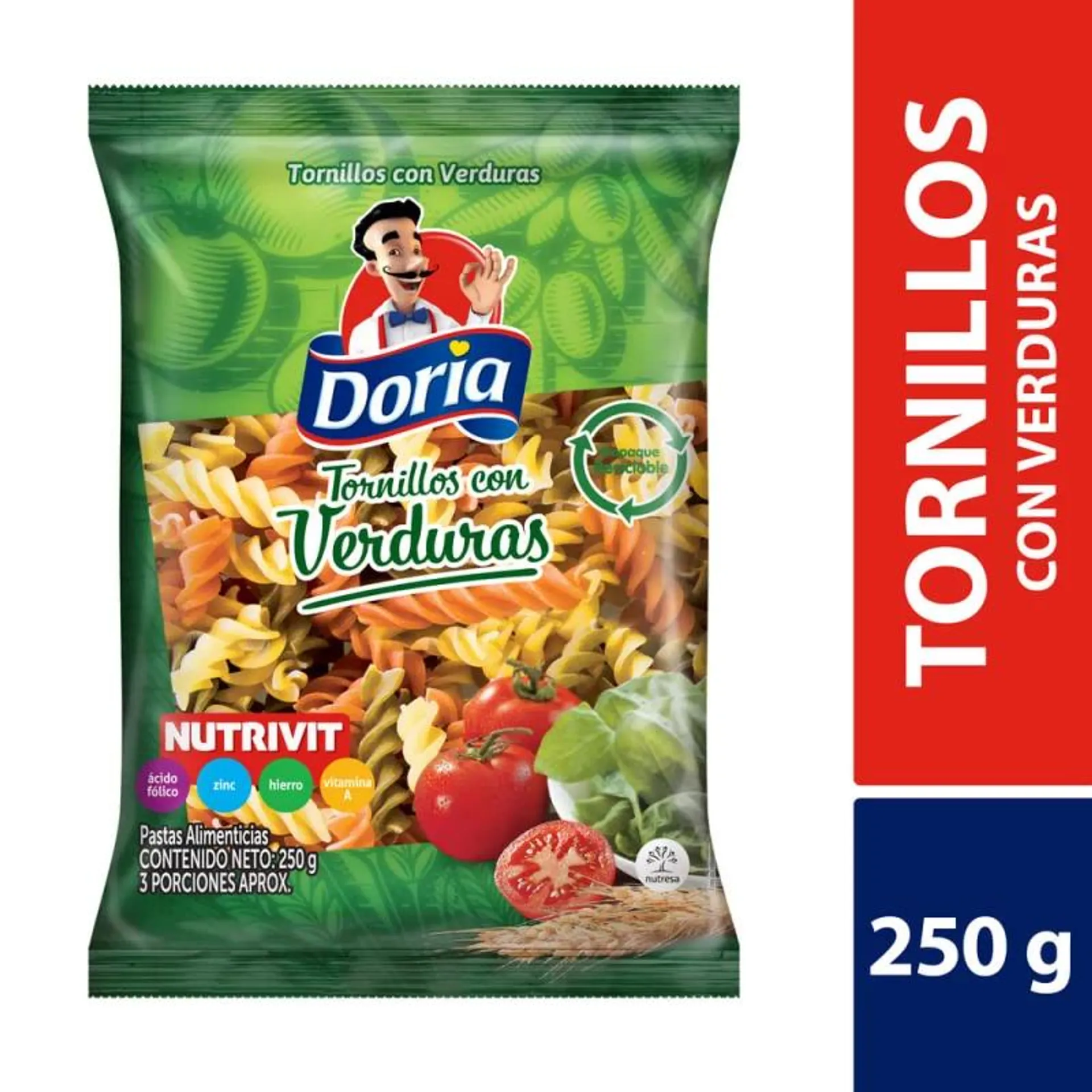 Pasta Doria Tornillos Verduras 250 g