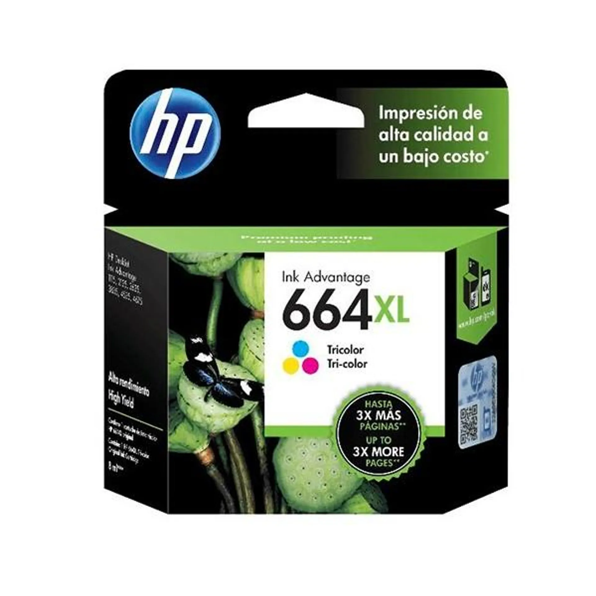 Cartucho de Tinta HP 664XL Tricolor Original (F6V30AL)