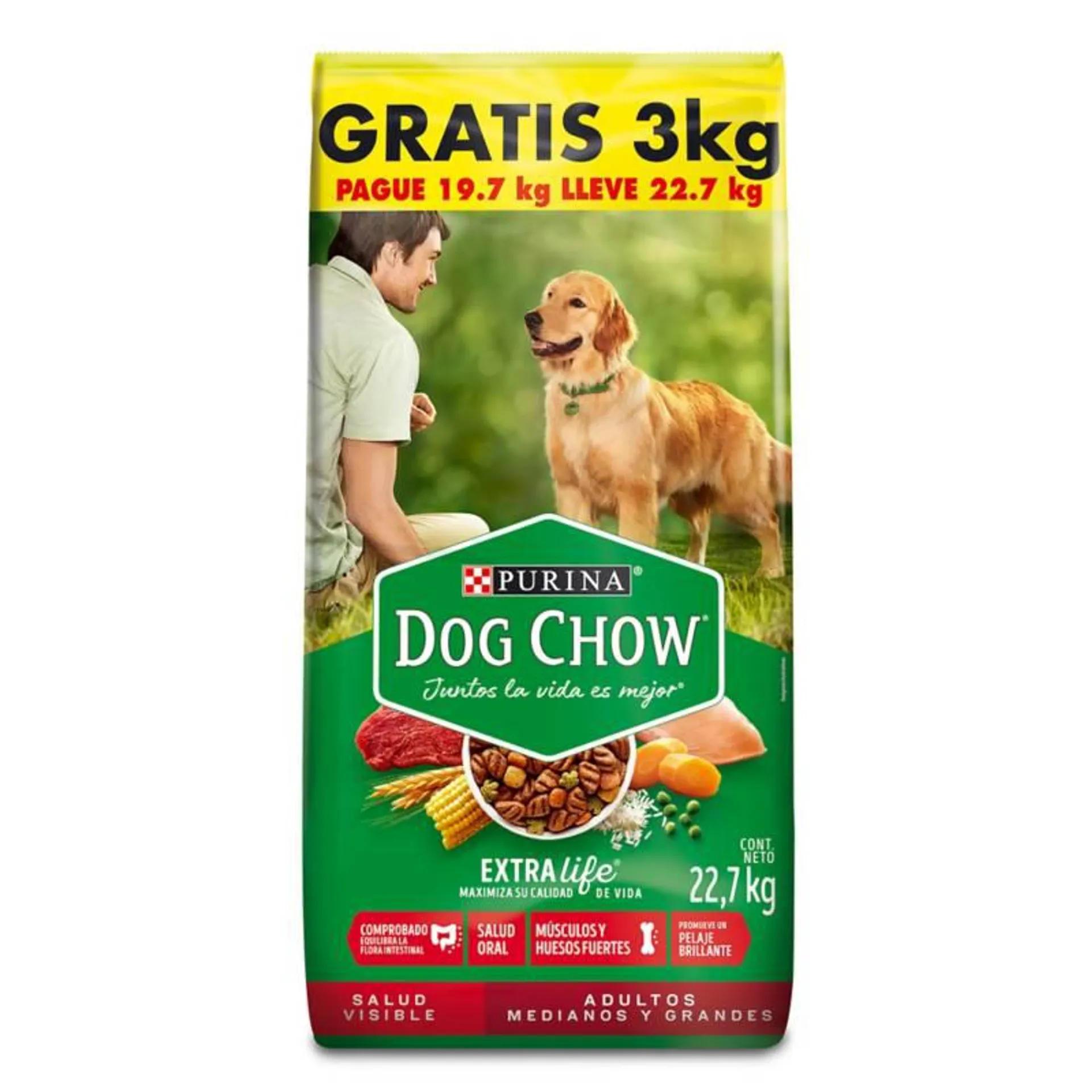 Alimento Seco Para Perro Adulto Dog Chow Pague 19.7 Lleve 22.7Kg