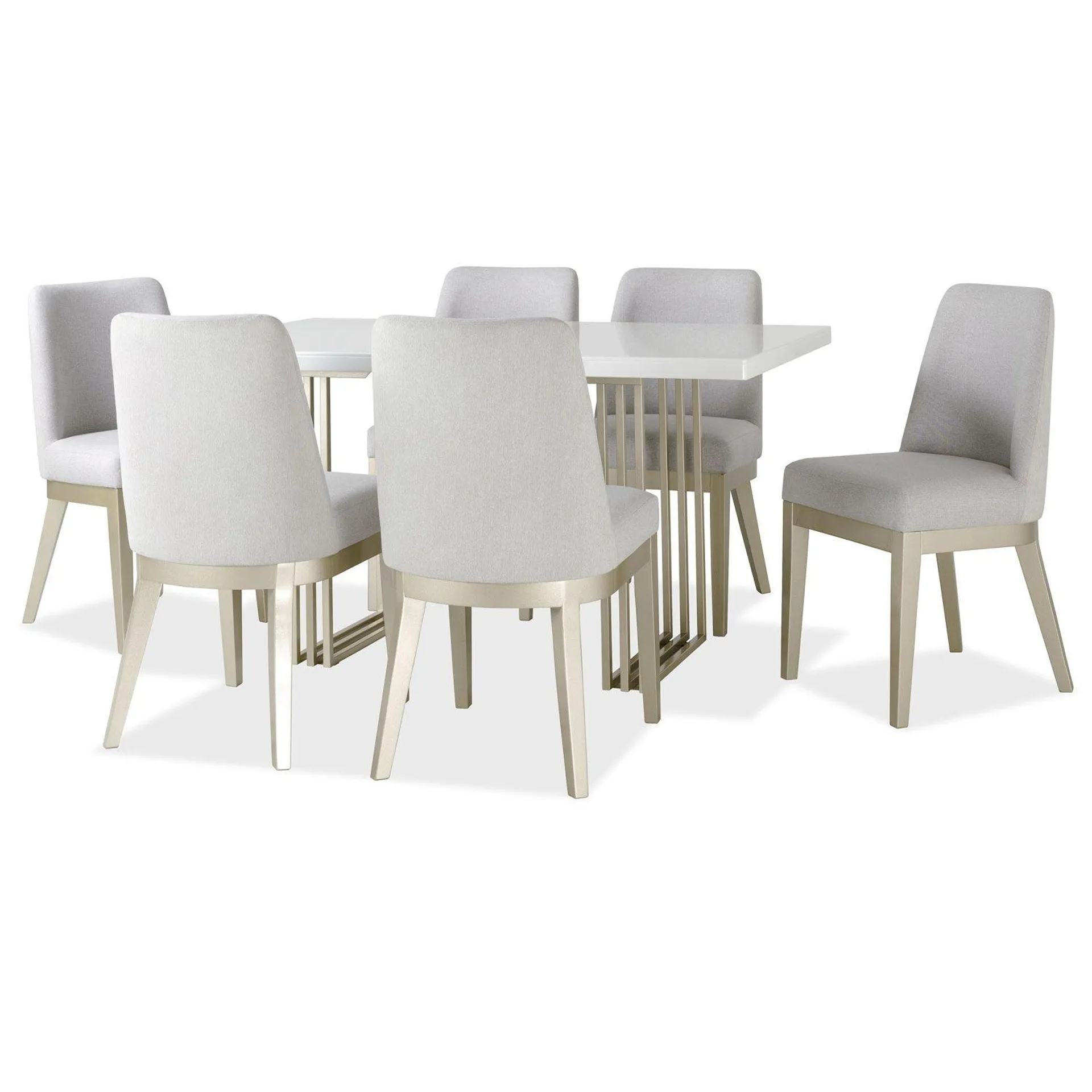 Comedor 6 Puestos Rieli Microfibra Atlanta Beige, Champaña