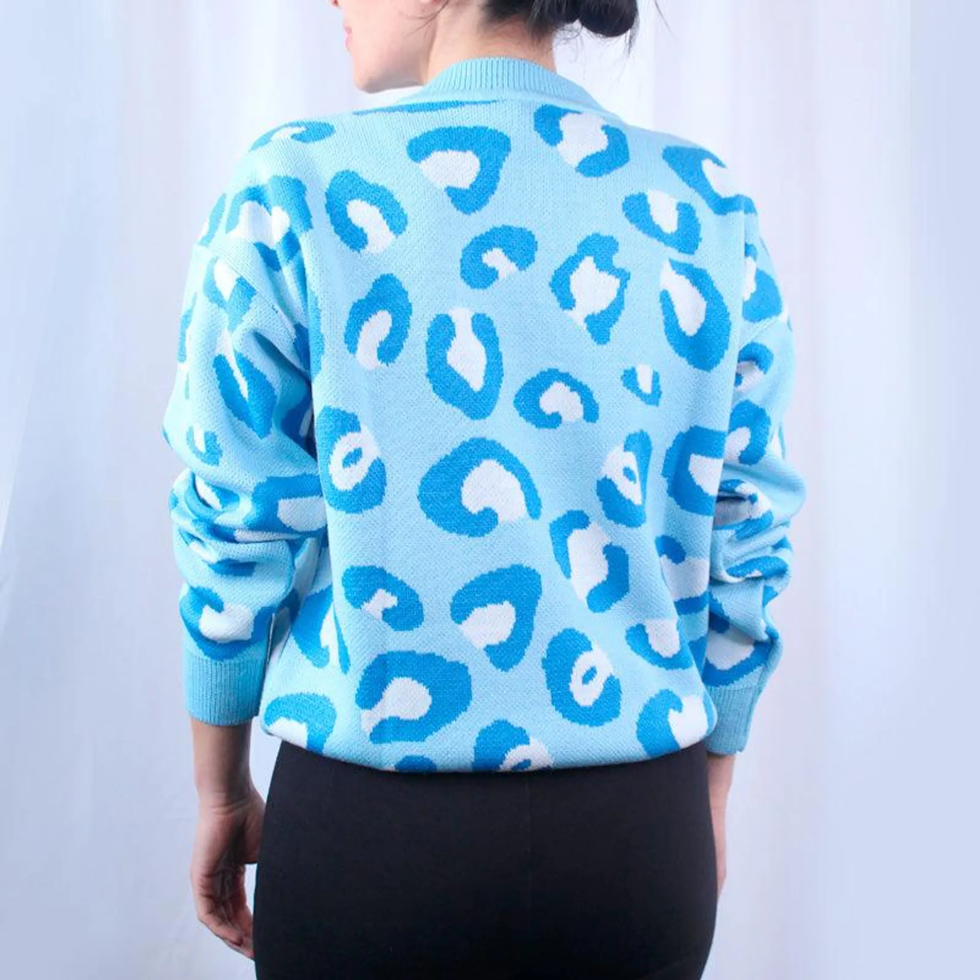 Suéter De Mujer Lec Lee Animal Print Azul