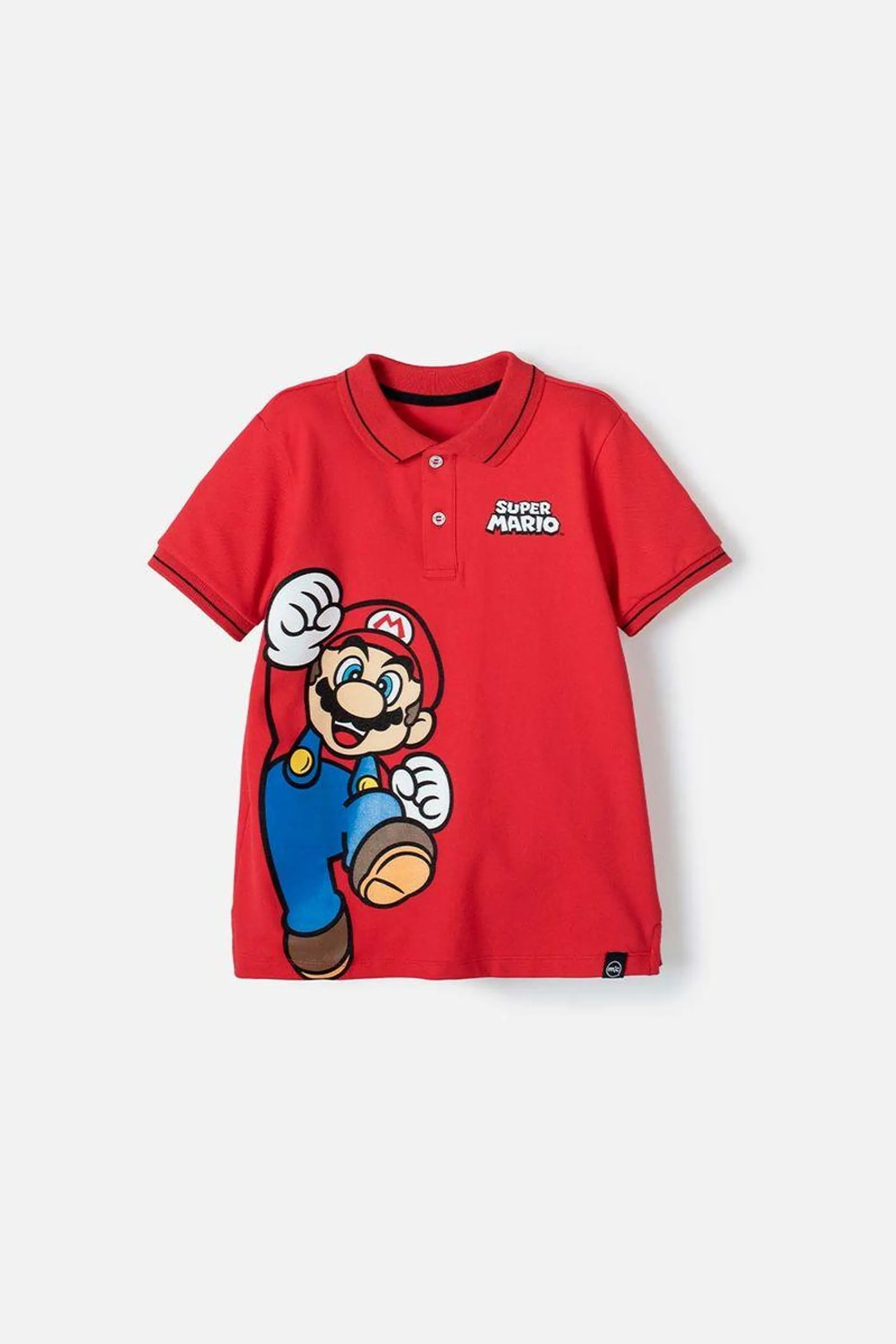 Camiseta tipo polo Video Juegos rojo para niño