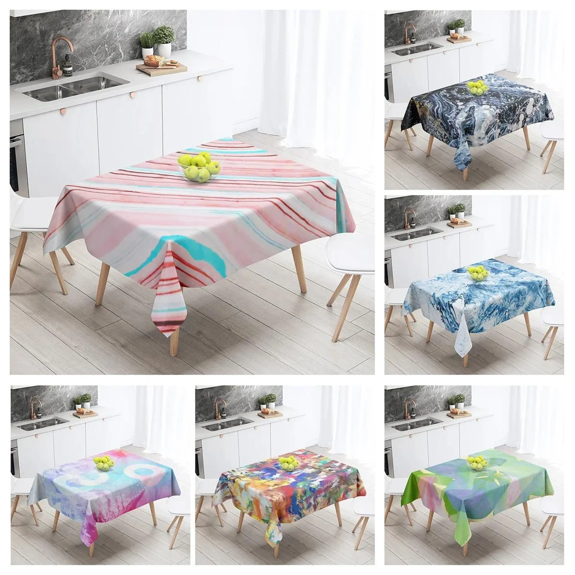 Home tablecloths for dining decoration and rectangular table accessories waterproof cloth Anti-stain restaurant abstract plant