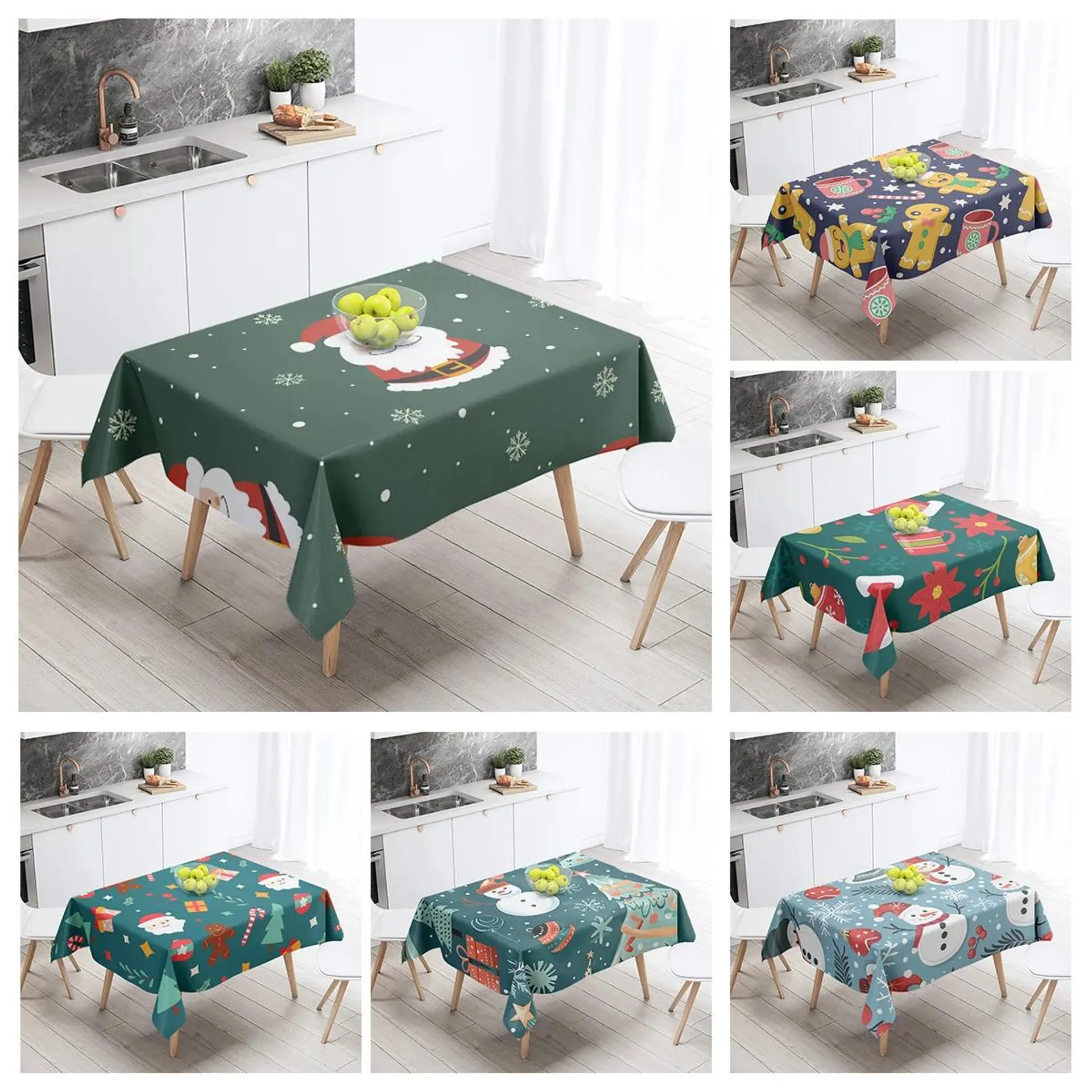 ChristmasHome tablecloths for dining decoration and rectangular table accessories waterproof cloth Anti-stain tablecloth Anime