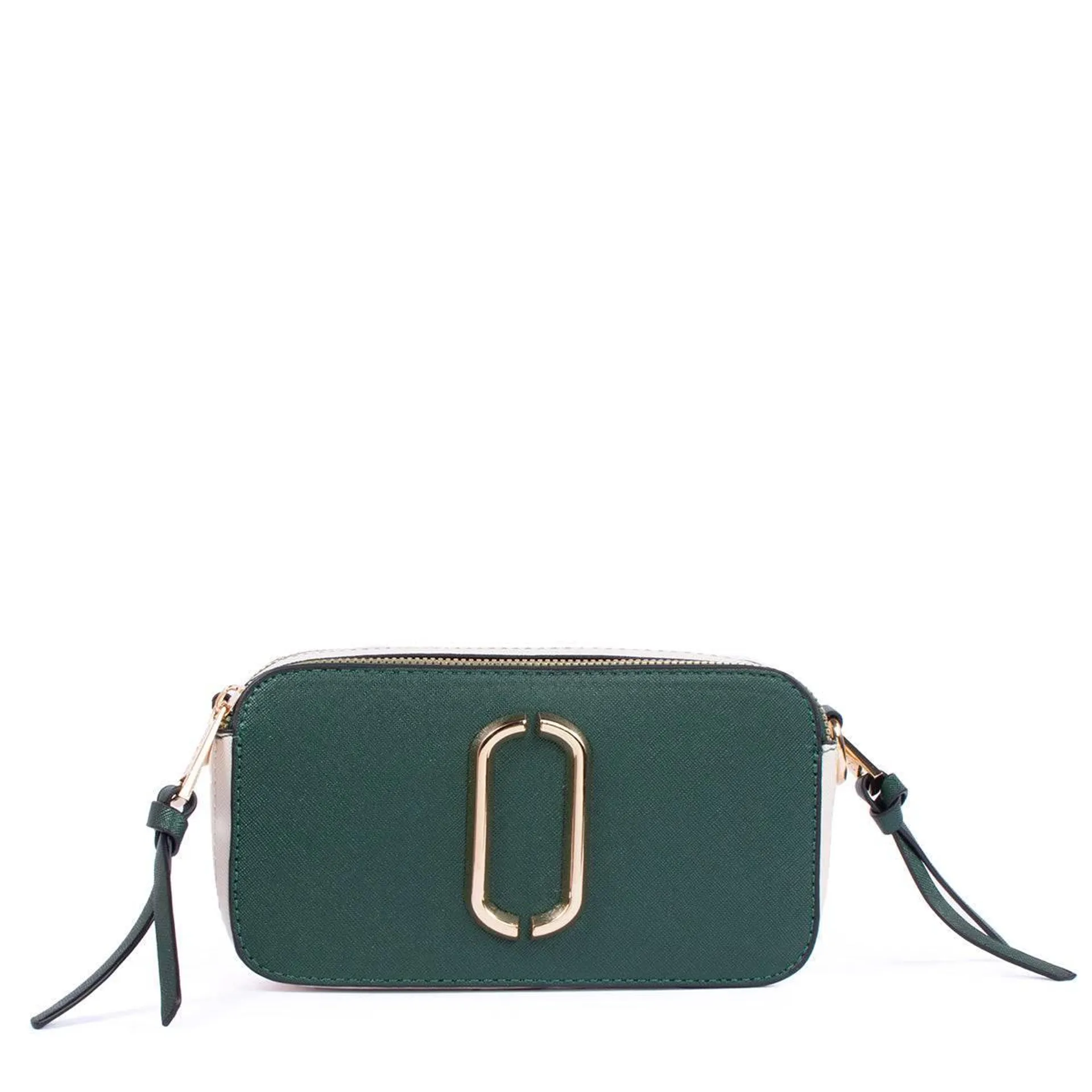 Bolso tipo bandolera color verde con herraje