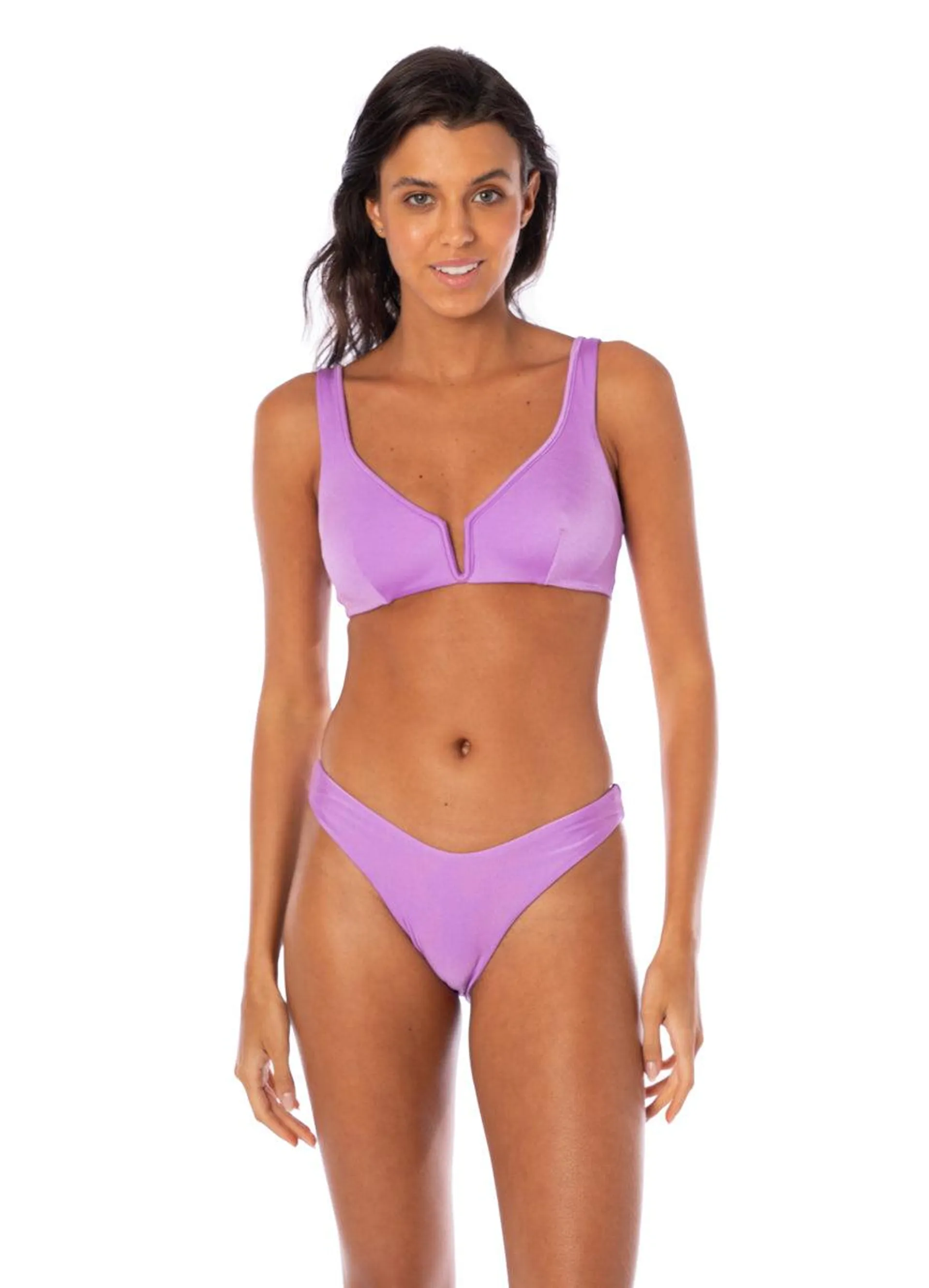 Metallic Lilac Victoria V Wire Bralette Bikini Top