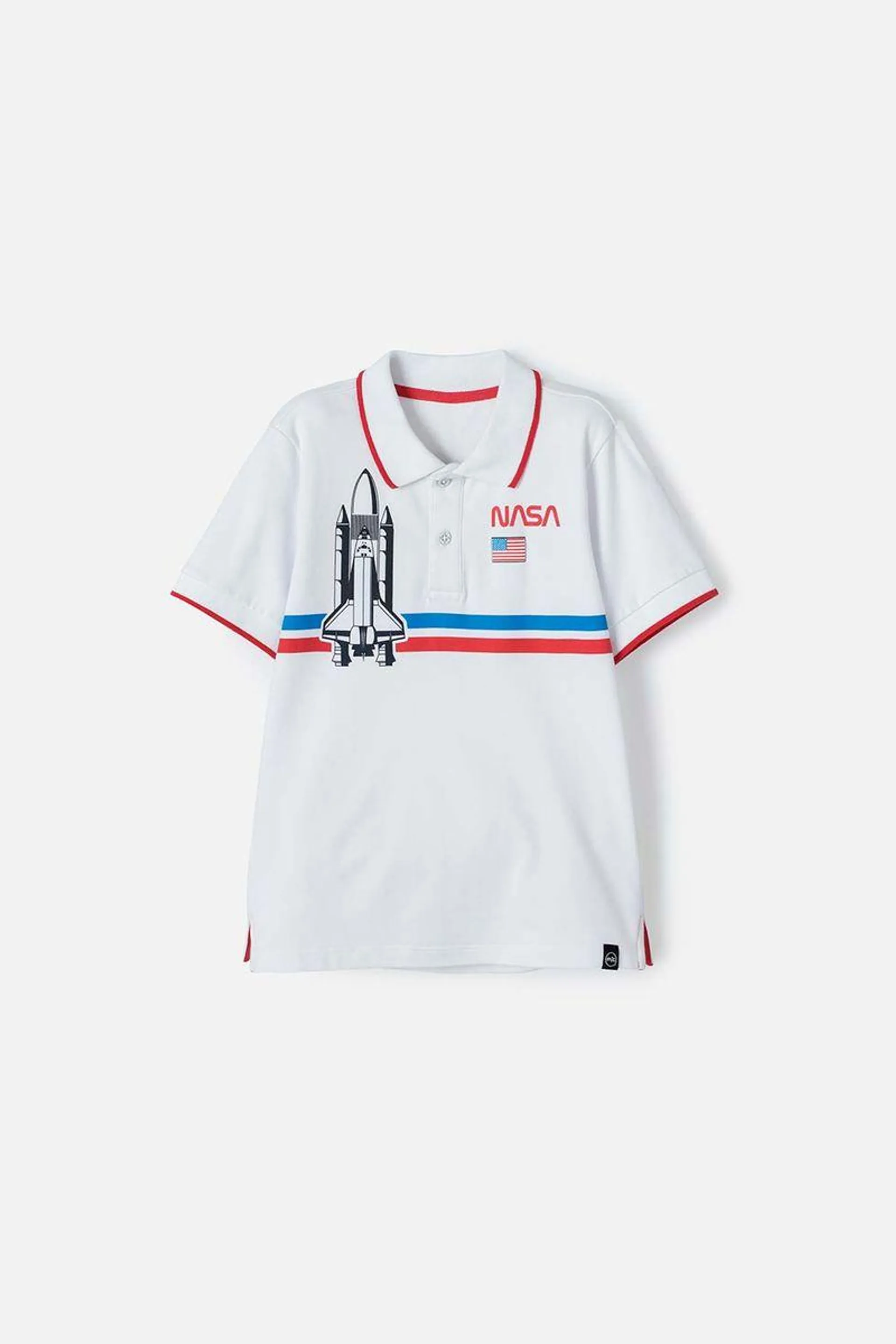 Camiseta tipo polo de la Nasa blanca para niño