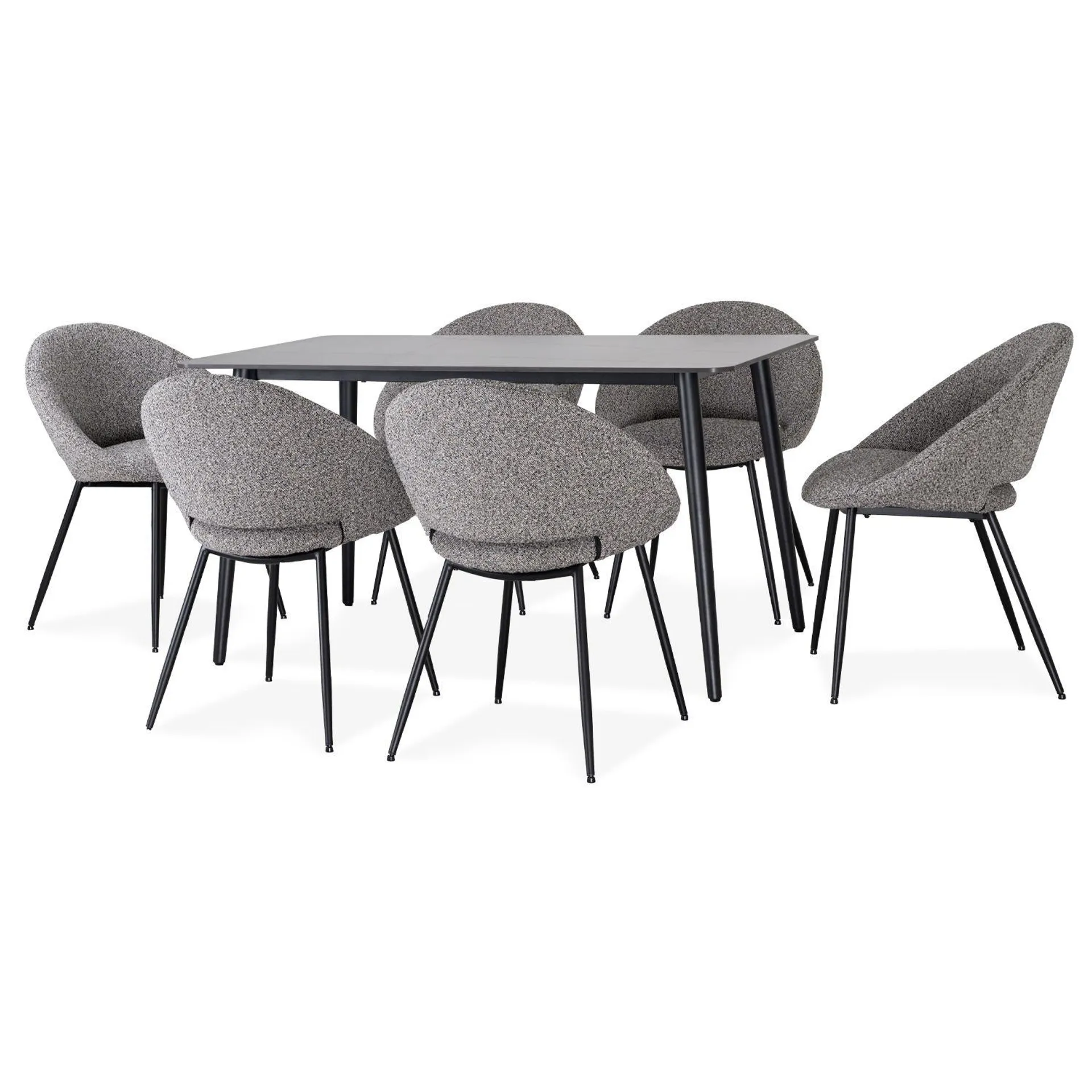 Comedor 6 Puestos Conny Lino Gris, Negro