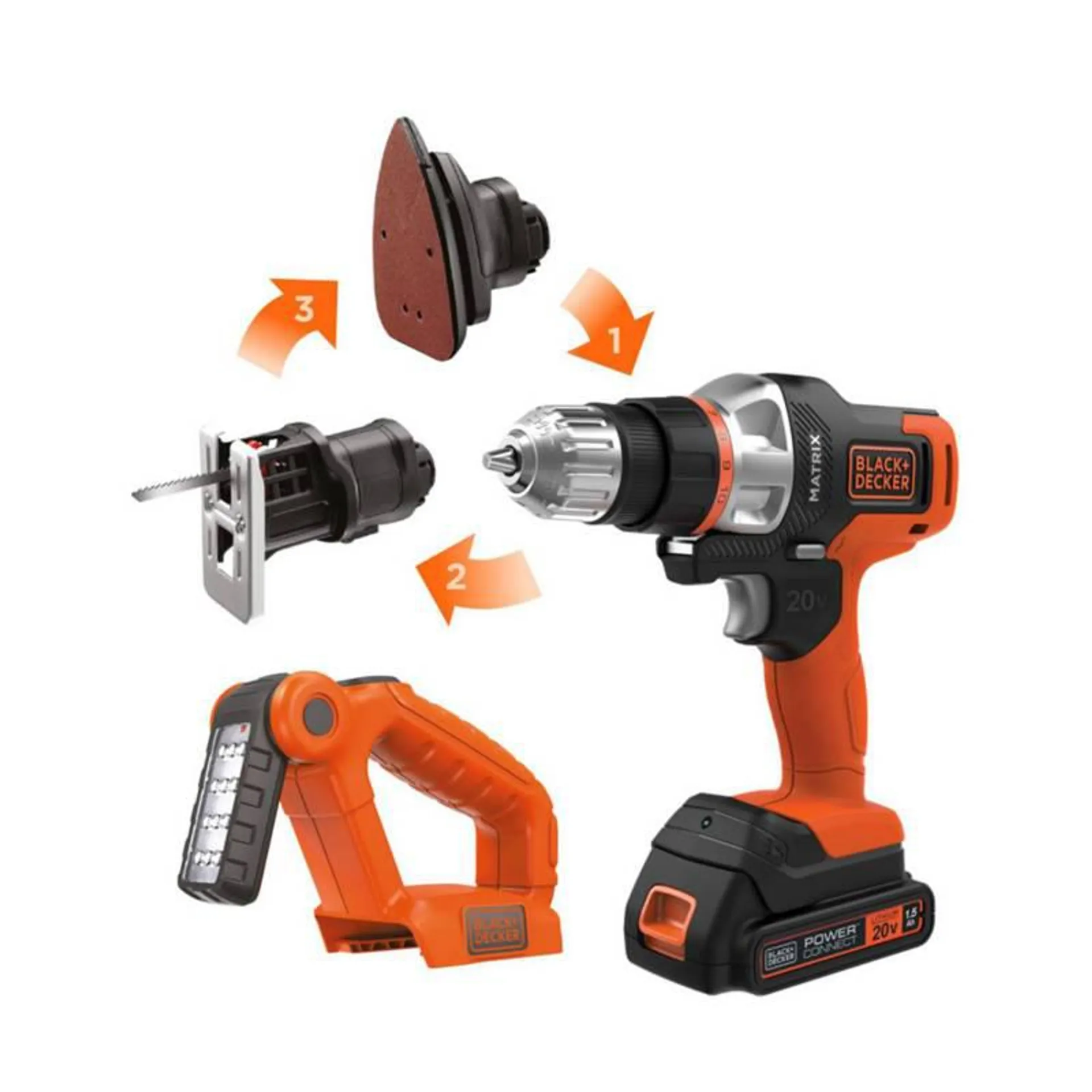 Taladro Matrix Inalámbrico 4 en 1 20v Black + Decker + Pulidora B+D