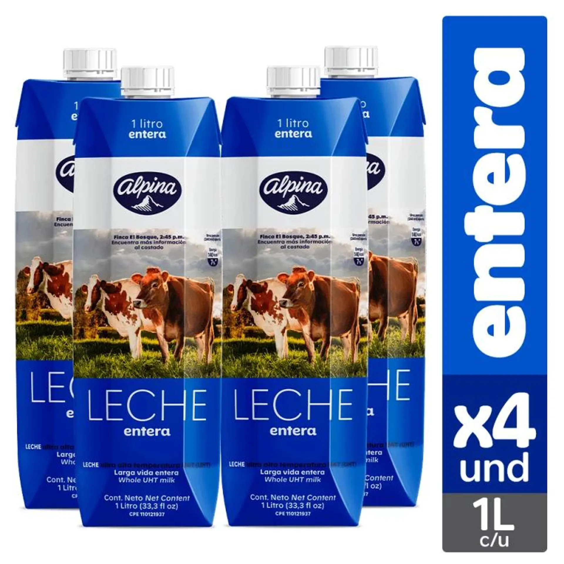 Leche Entera Caja 1 L - Multiempaque X4 und