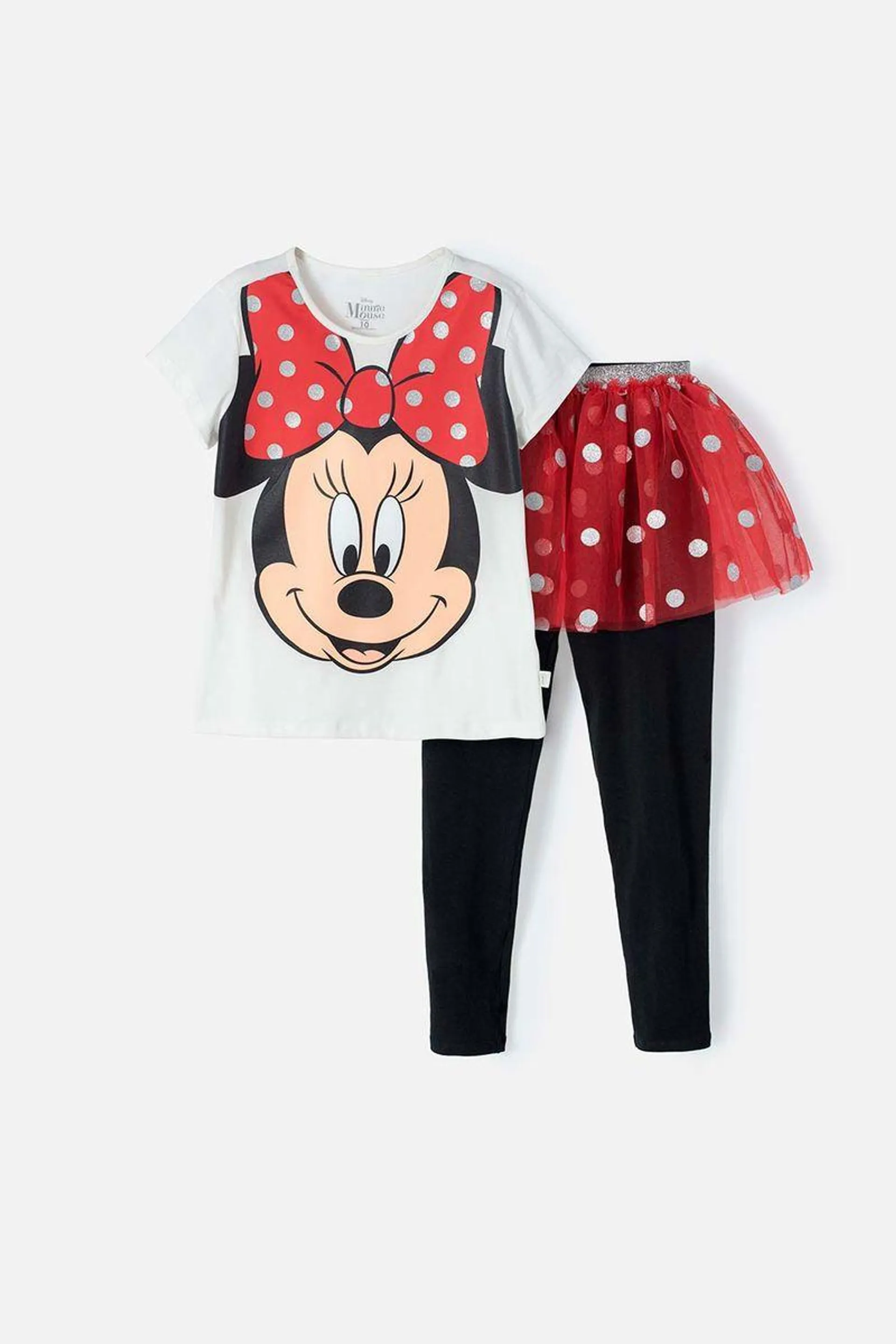 Conjunto de Minnie Mouse multicolor de pantalón largo para niña