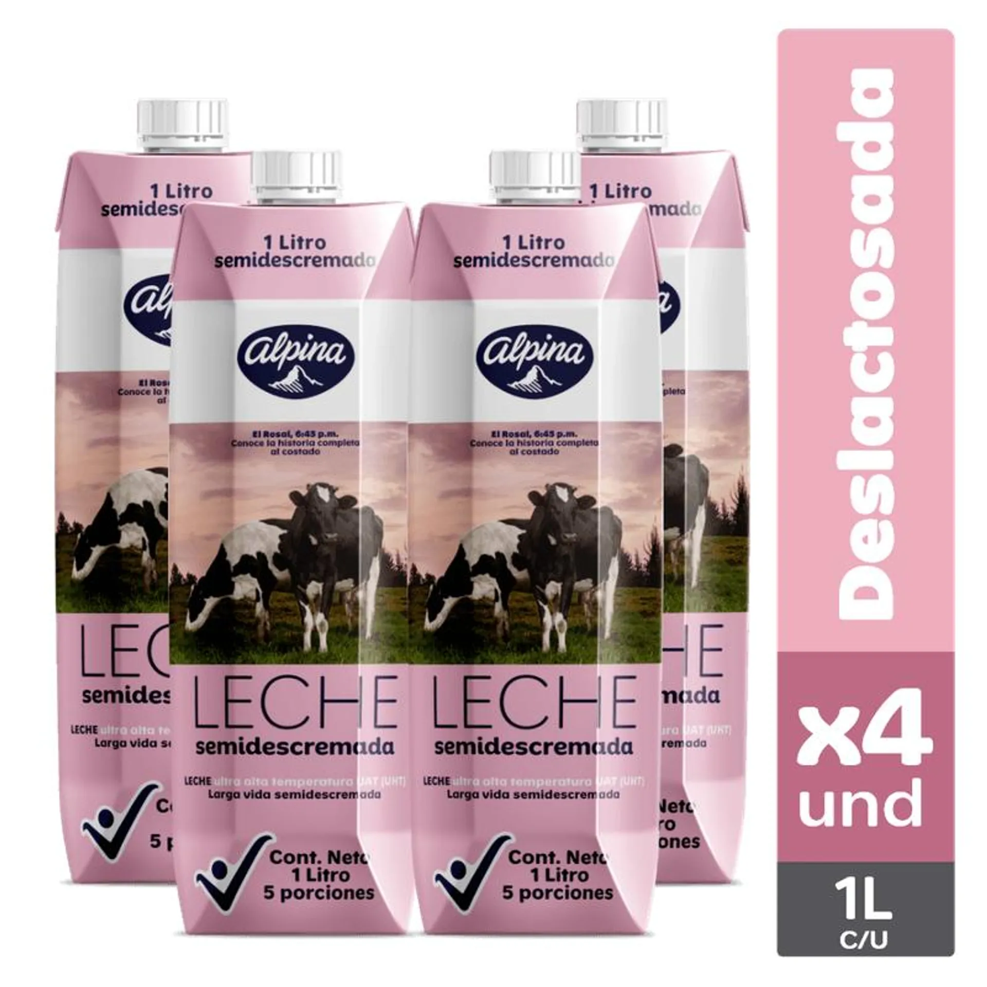 LECHE SEMIDESCREMADA ALPINA x 4 x 1000G