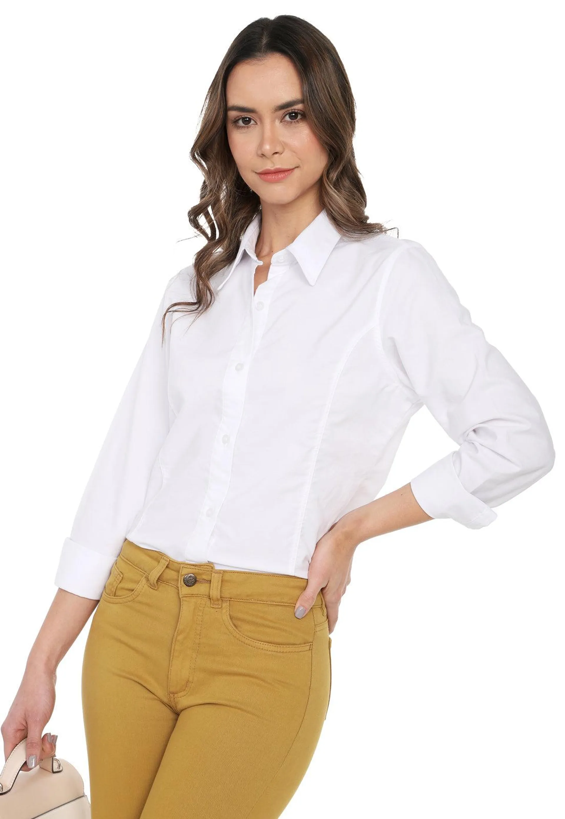 Blusa Clásica Oxford Lec Lee para Mujer - Blanca