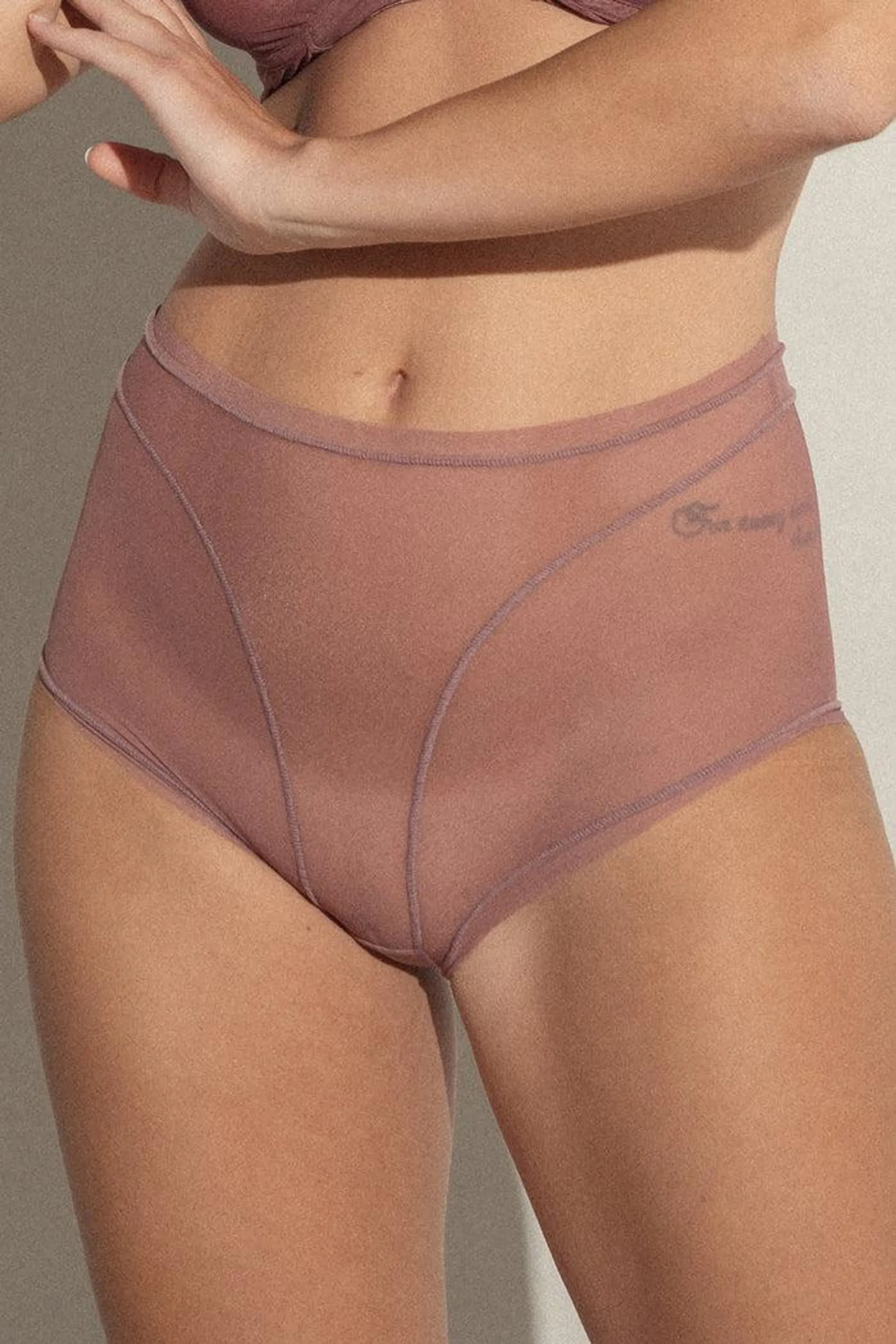 PANTY ALTO ELLIPSE EN TUL INVISIBLE ULTRA COMODO ALMA LIMPIA MARRON