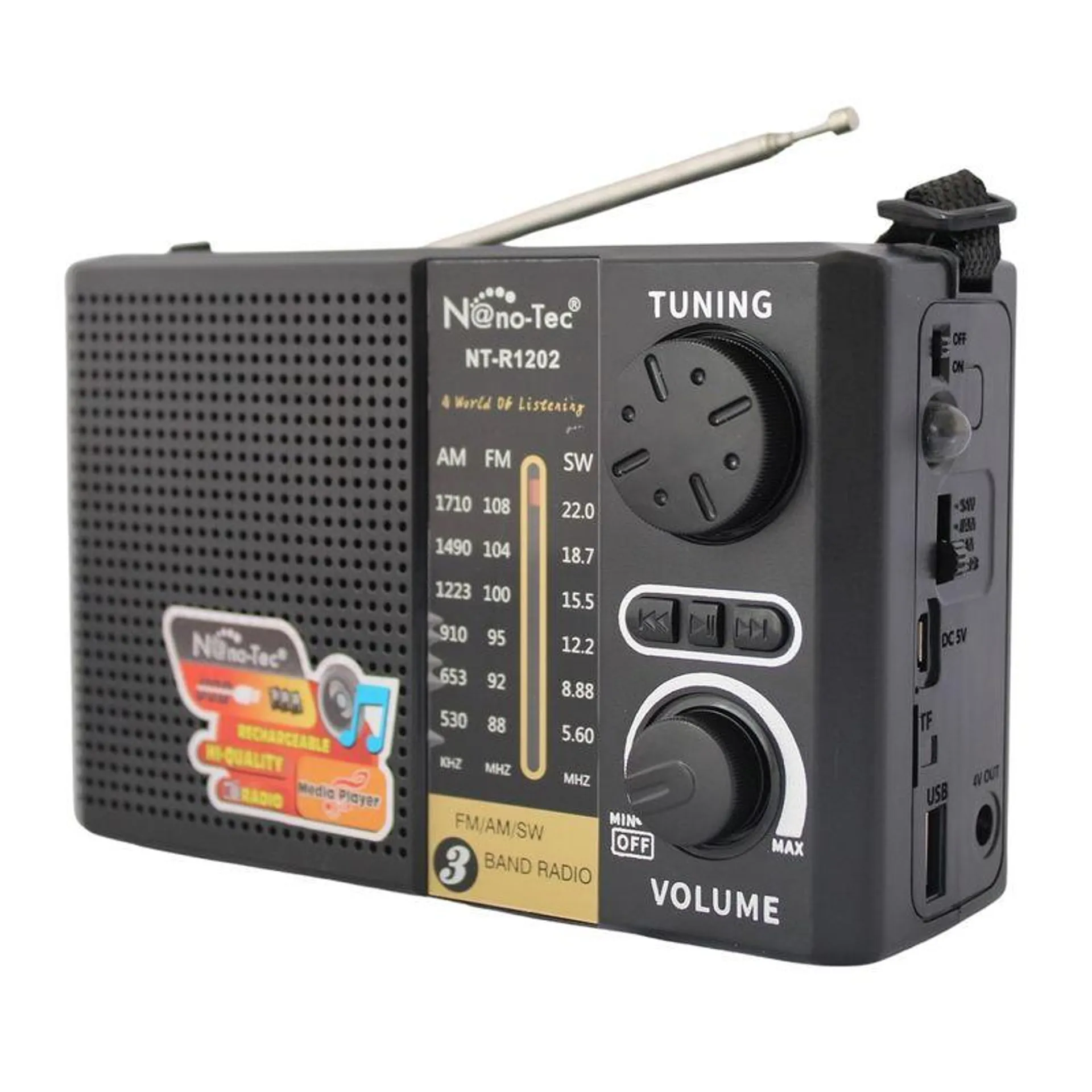 Radio Parlante Bluetooth Recargable Con AM FM SW - M6