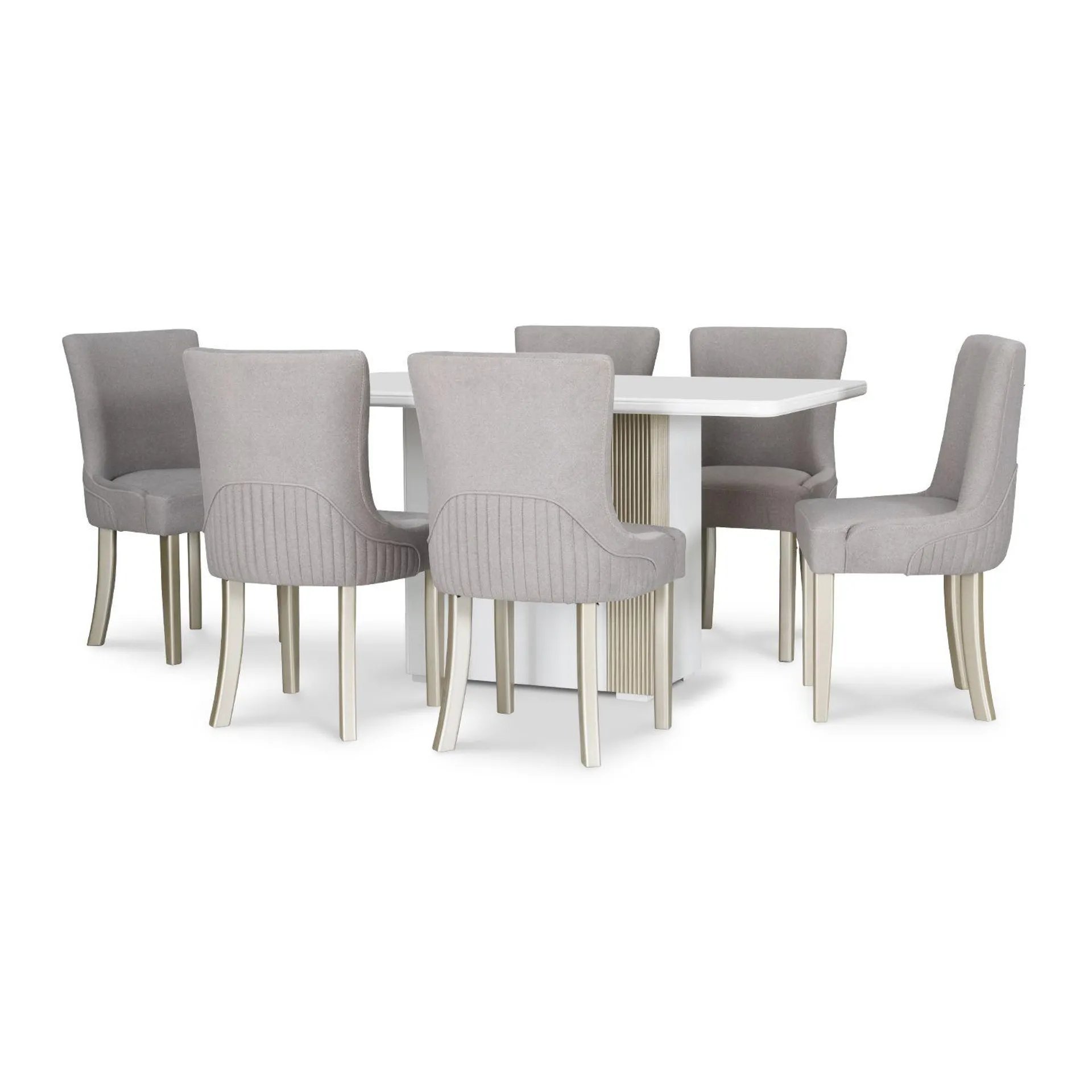 Comedor 6 Puestos Gabanna Velvet Taupe, Champaña