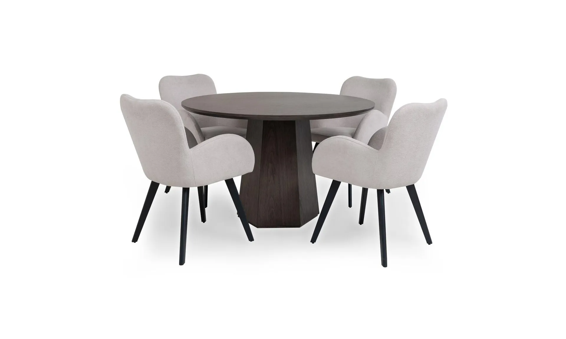 Comedor Milano Redonda D120 + 4 Sillas Modena Beige