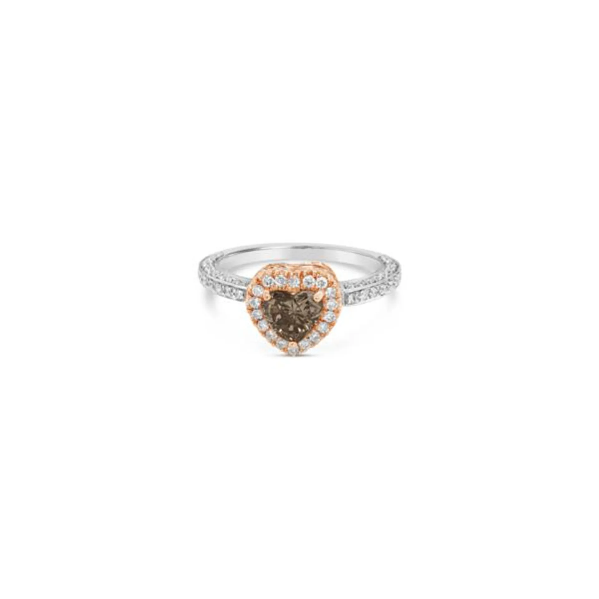 Anillo corazón Bauer oro rosa18 K, oro blanco 18K y diamantes