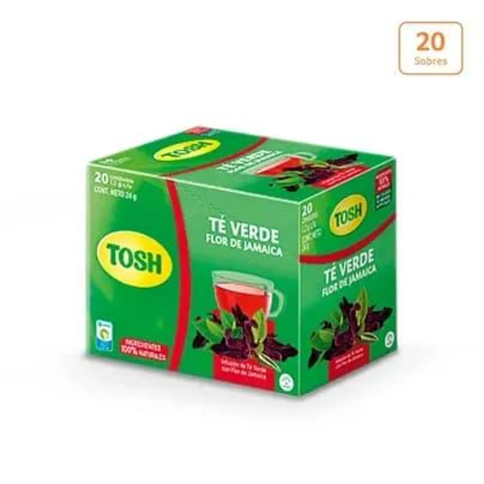 Té Verde Tosh Flor de Jamaica x20 sobres x20 und