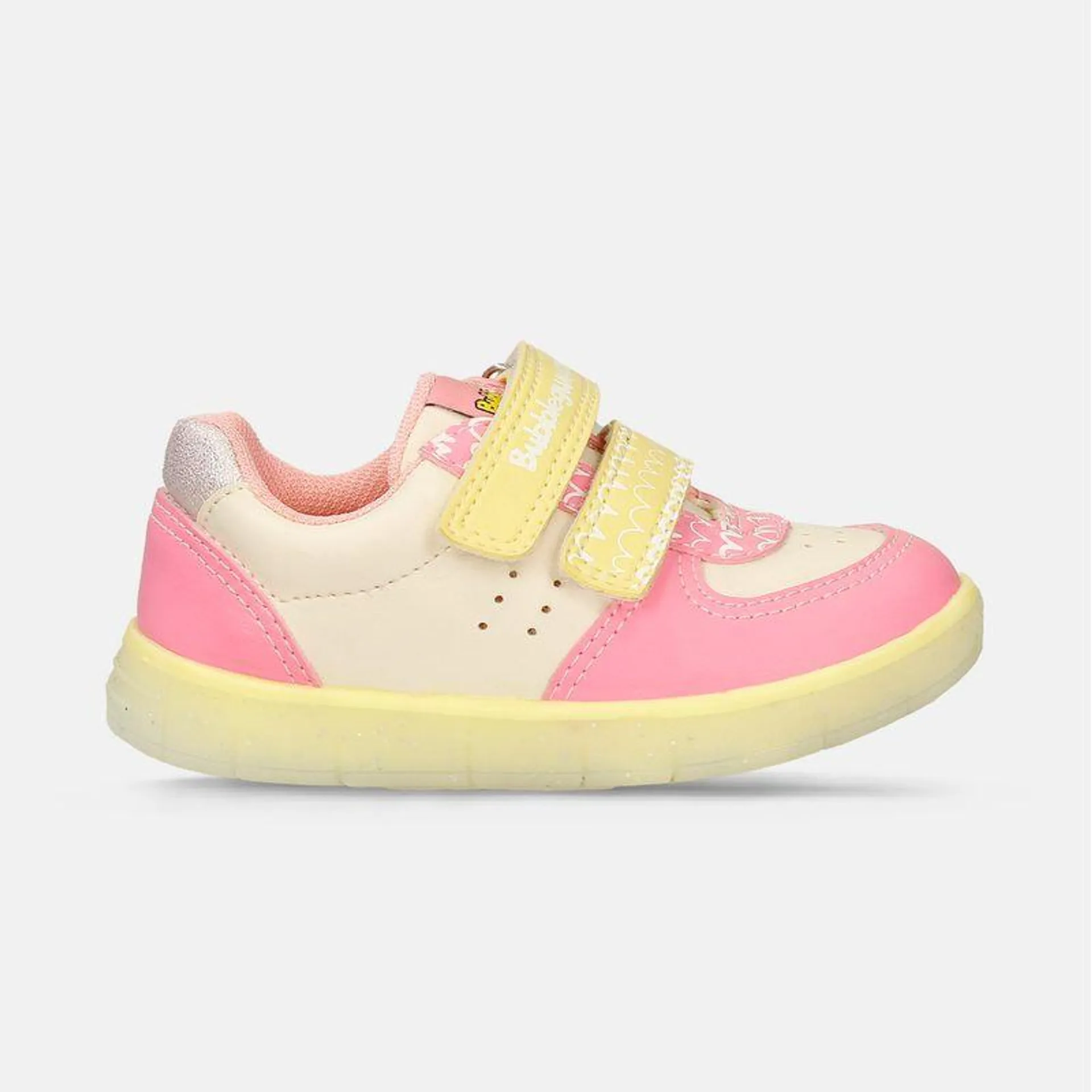 Tenis Casuales Crema-Rosado Bubblegummers Rylee Niña