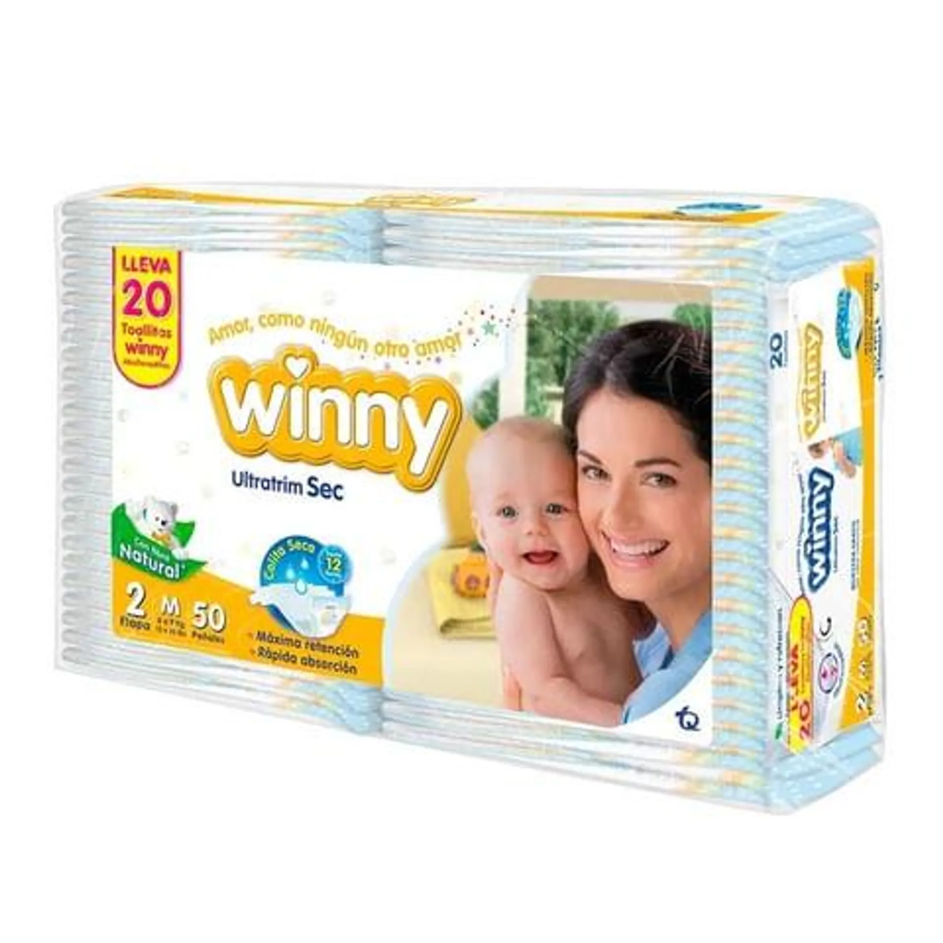 Panal Winny Ultratrim Sec Talla 2 Pqte X 50 Und Gratis Toallas Humedas