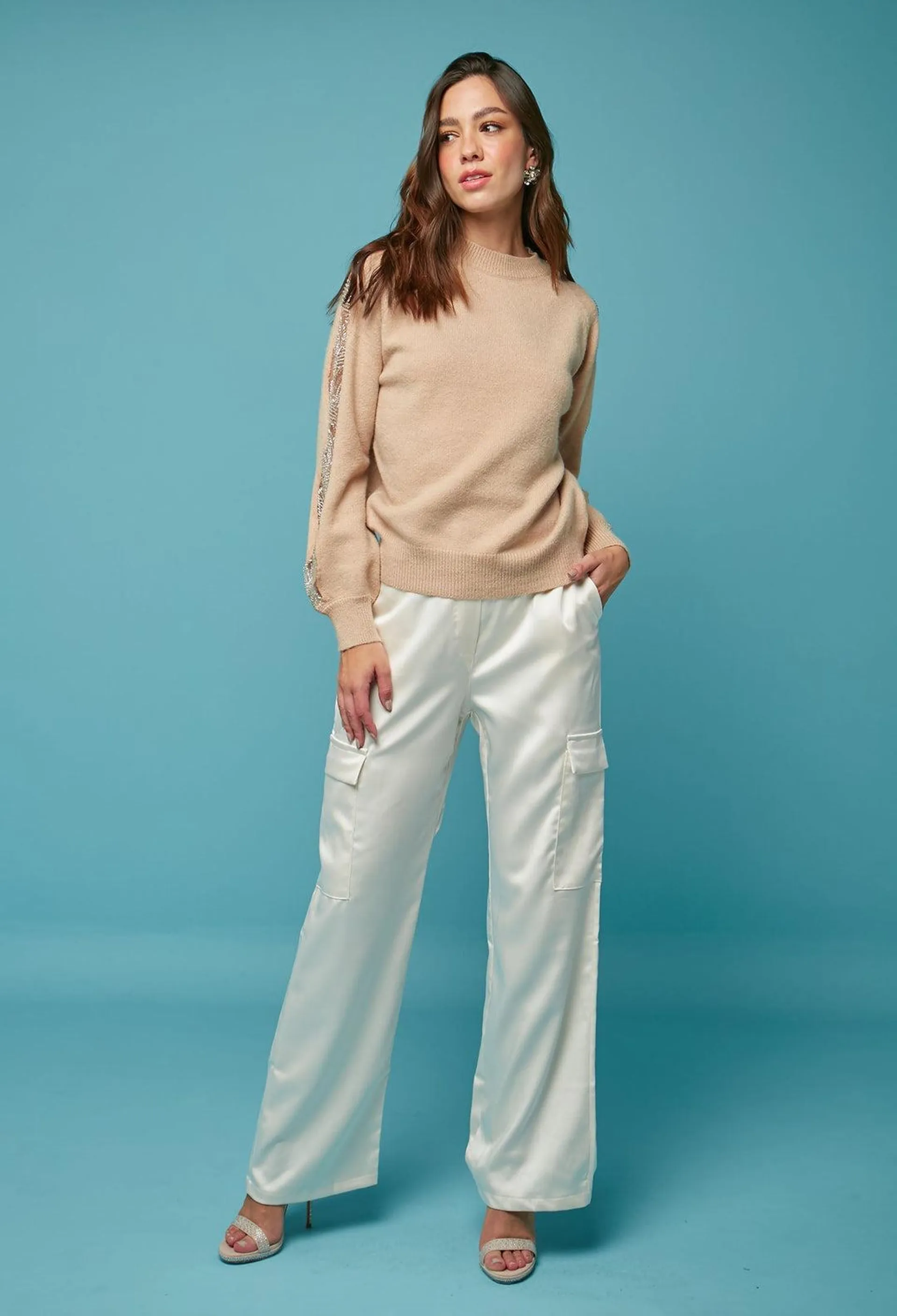 Pantalón Satén Estilo Cargo Mujer - SALE