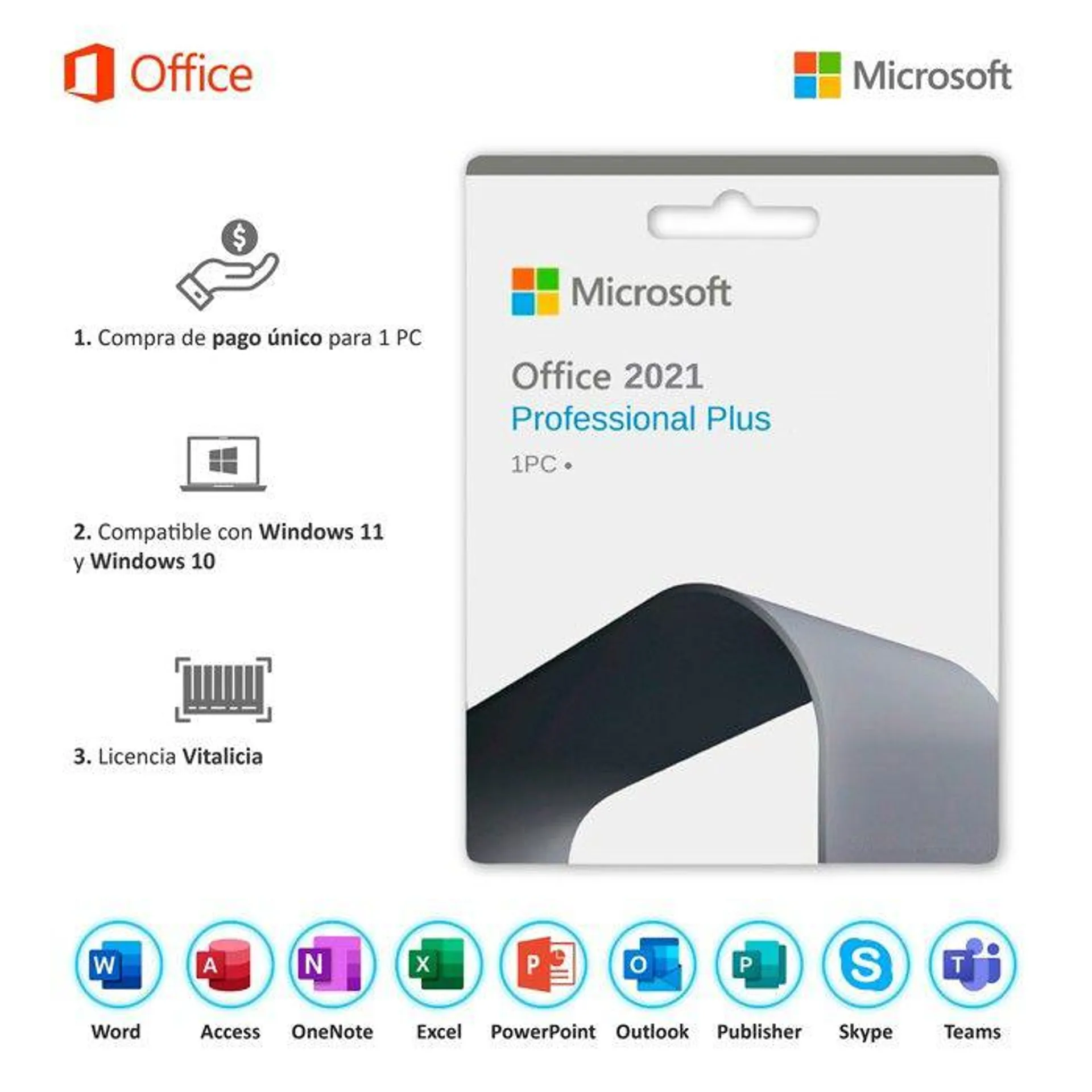 Microsoft Office 2021 Professional Plus Tarjeta Key Card